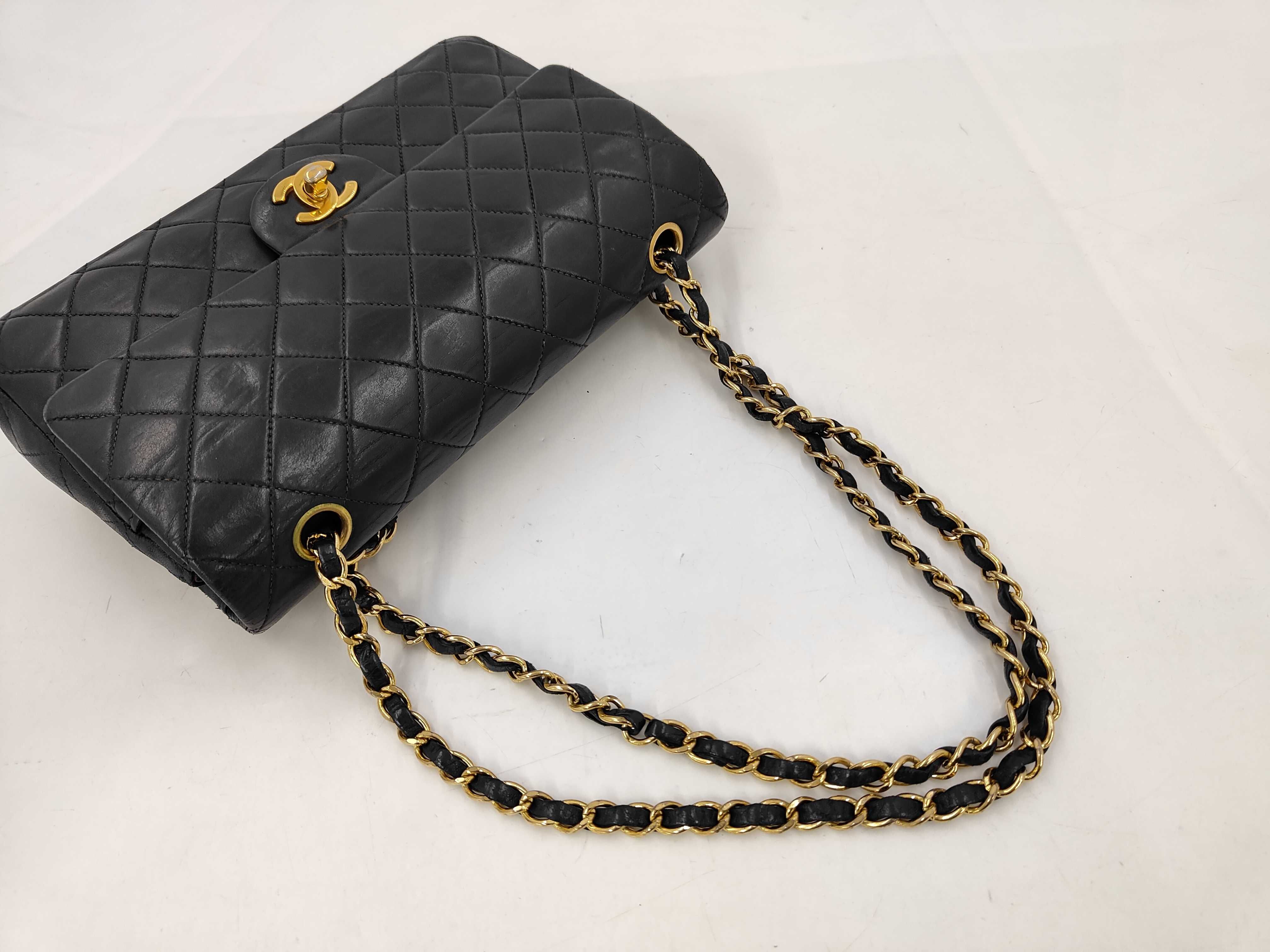 Matelassé Double Flap 25 Lambskin Leather Bag with Gold Hardware, Black, Serial Number 6, Chain Shoulder Bag — view 5