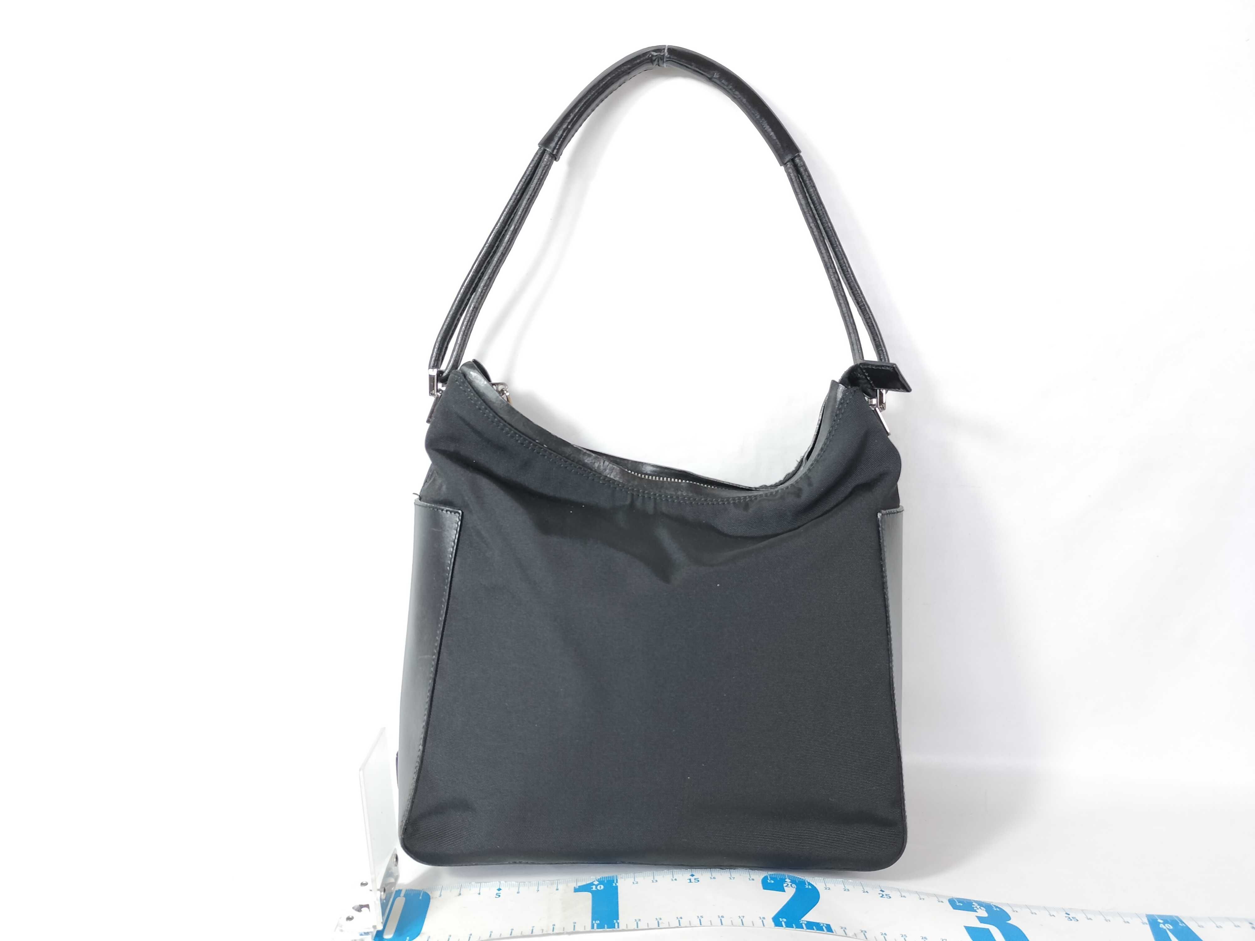 001 3766 Handbag Nylon Leather Black Handbag — view 2