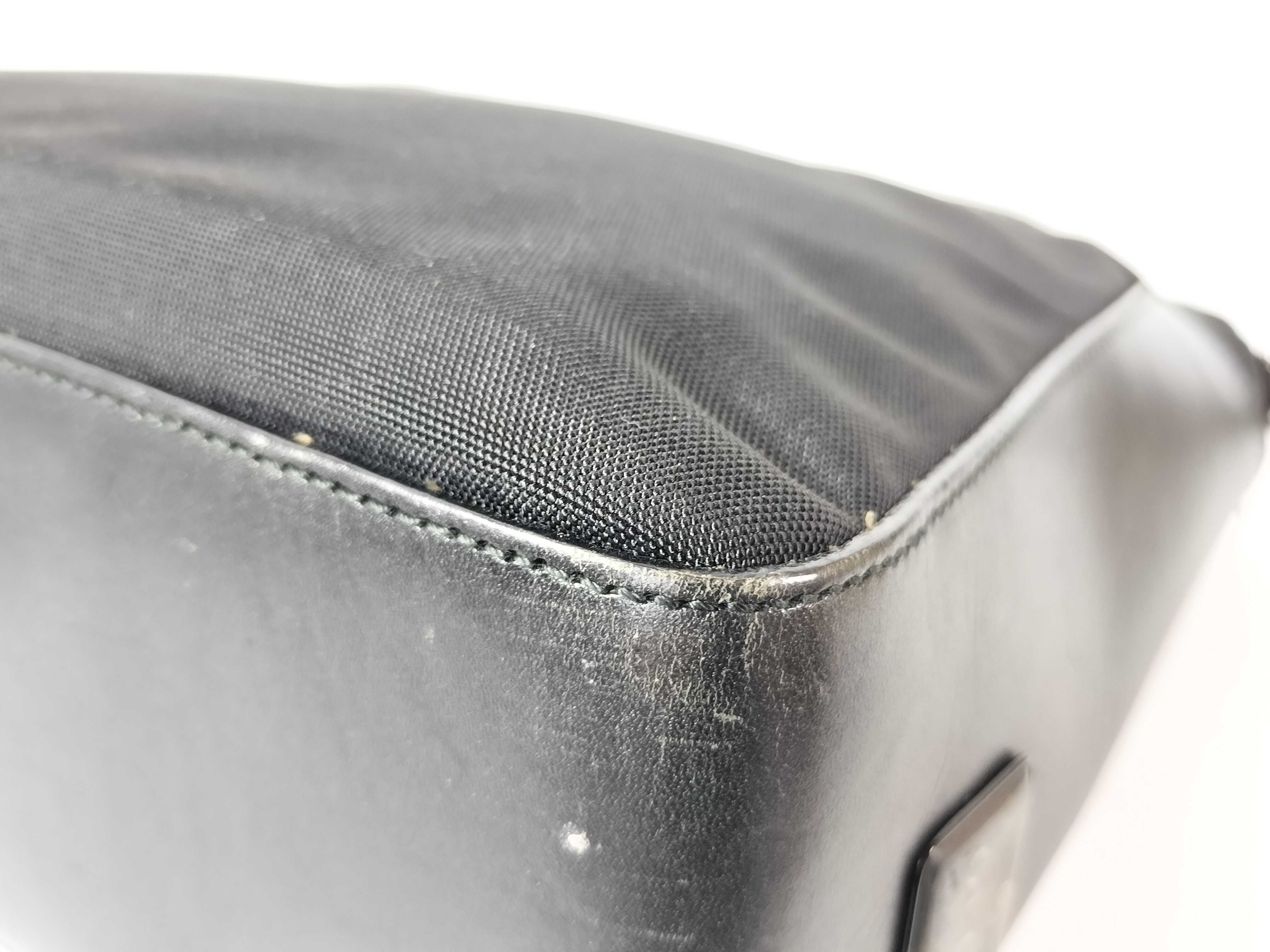 001 3766 Handbag Nylon Leather Black Handbag — view 6