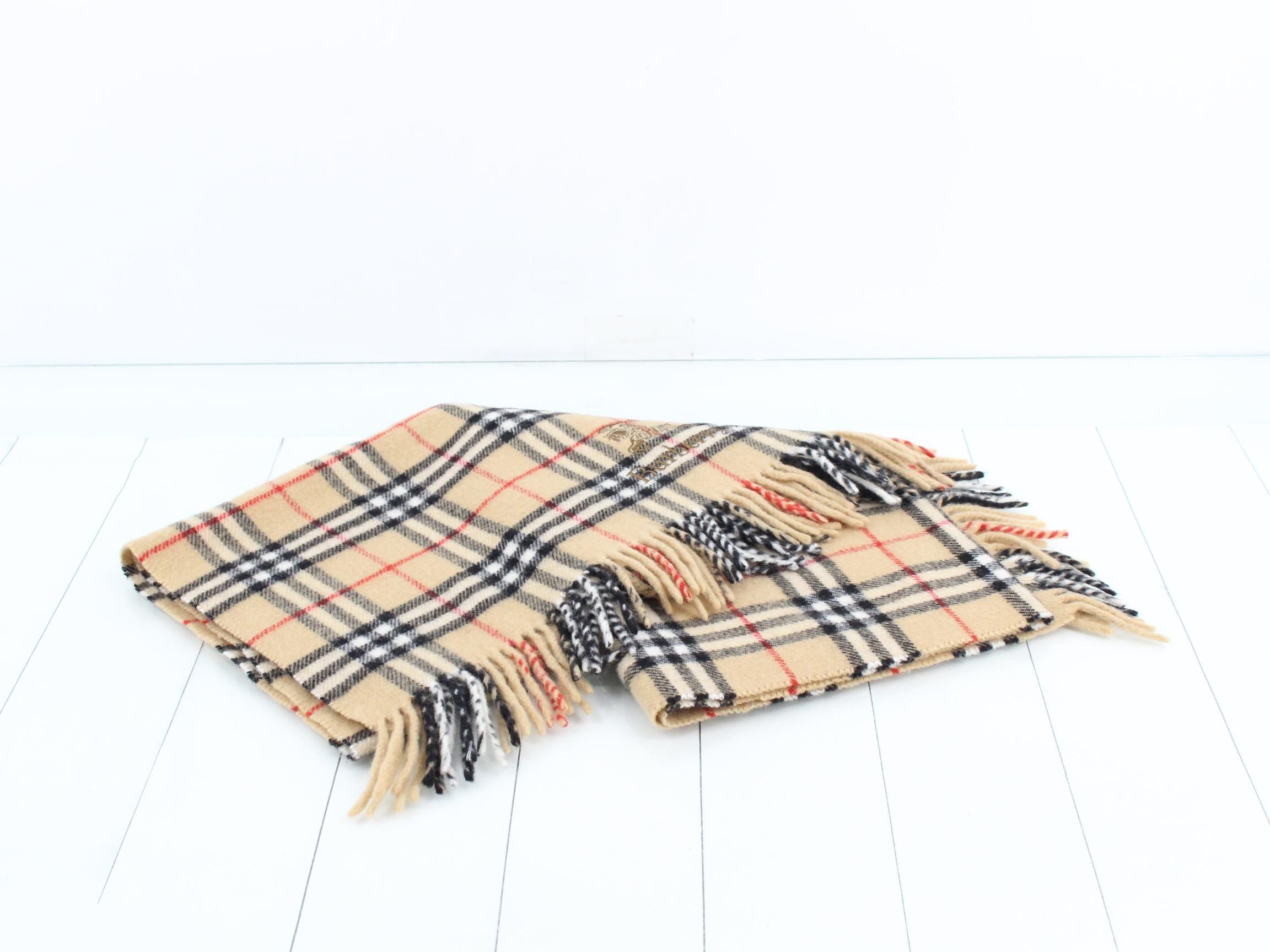 Nova Check lap blanket/shawl, beige, with tags. — view 2