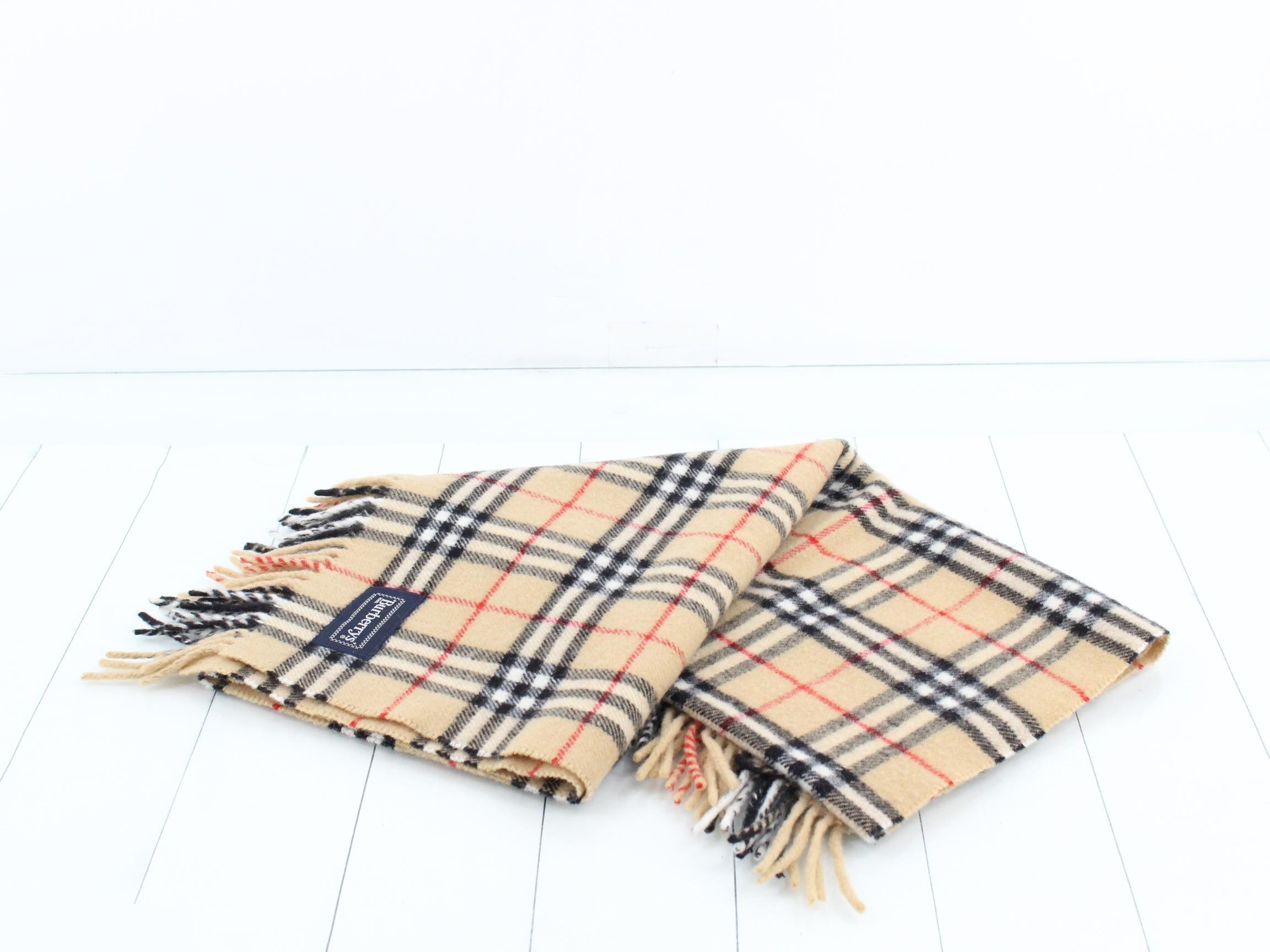 Nova Check lap blanket/shawl, beige, with tags. — view 3