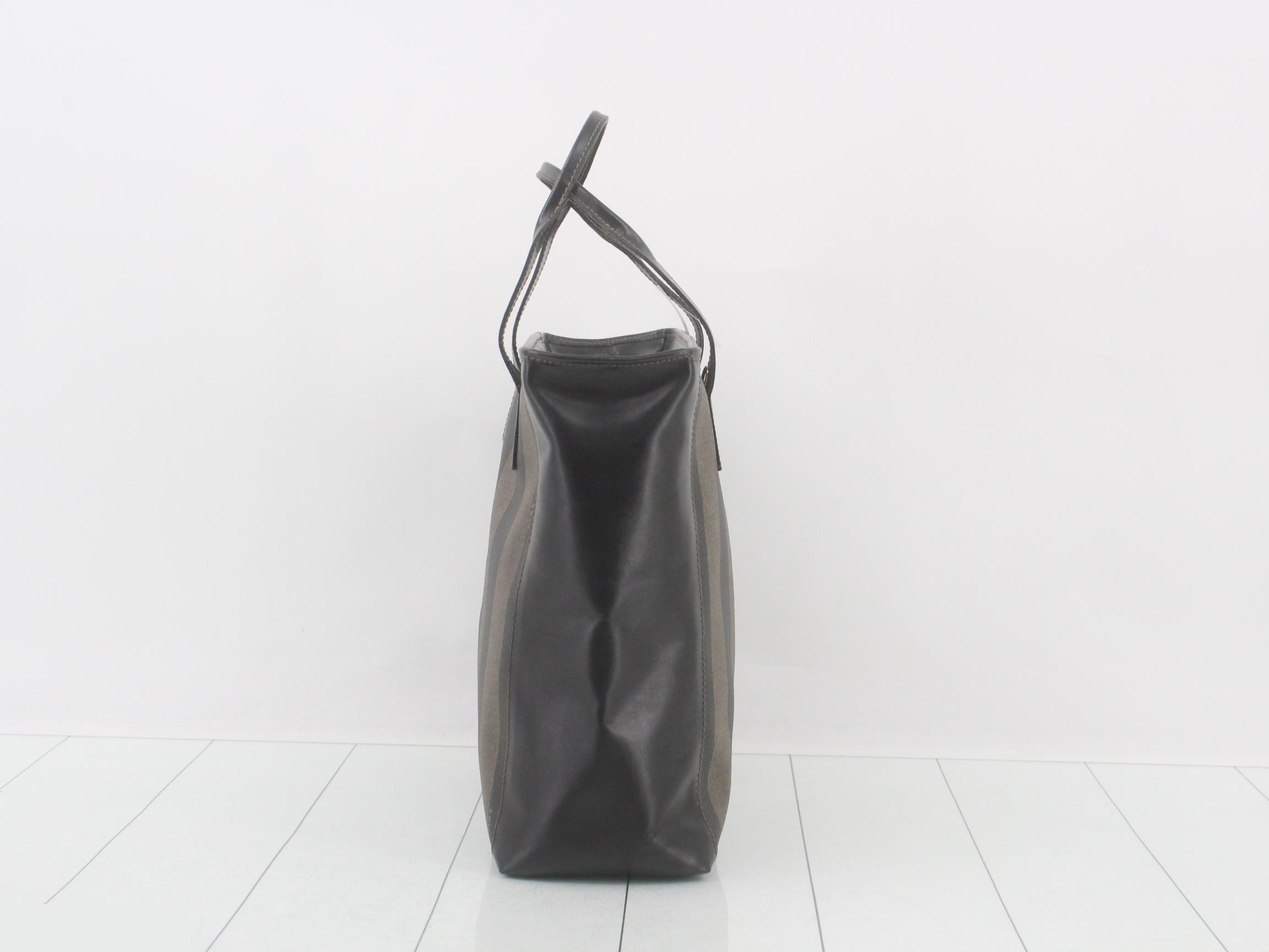Handbag, black, brown, leather, canvas — view 3