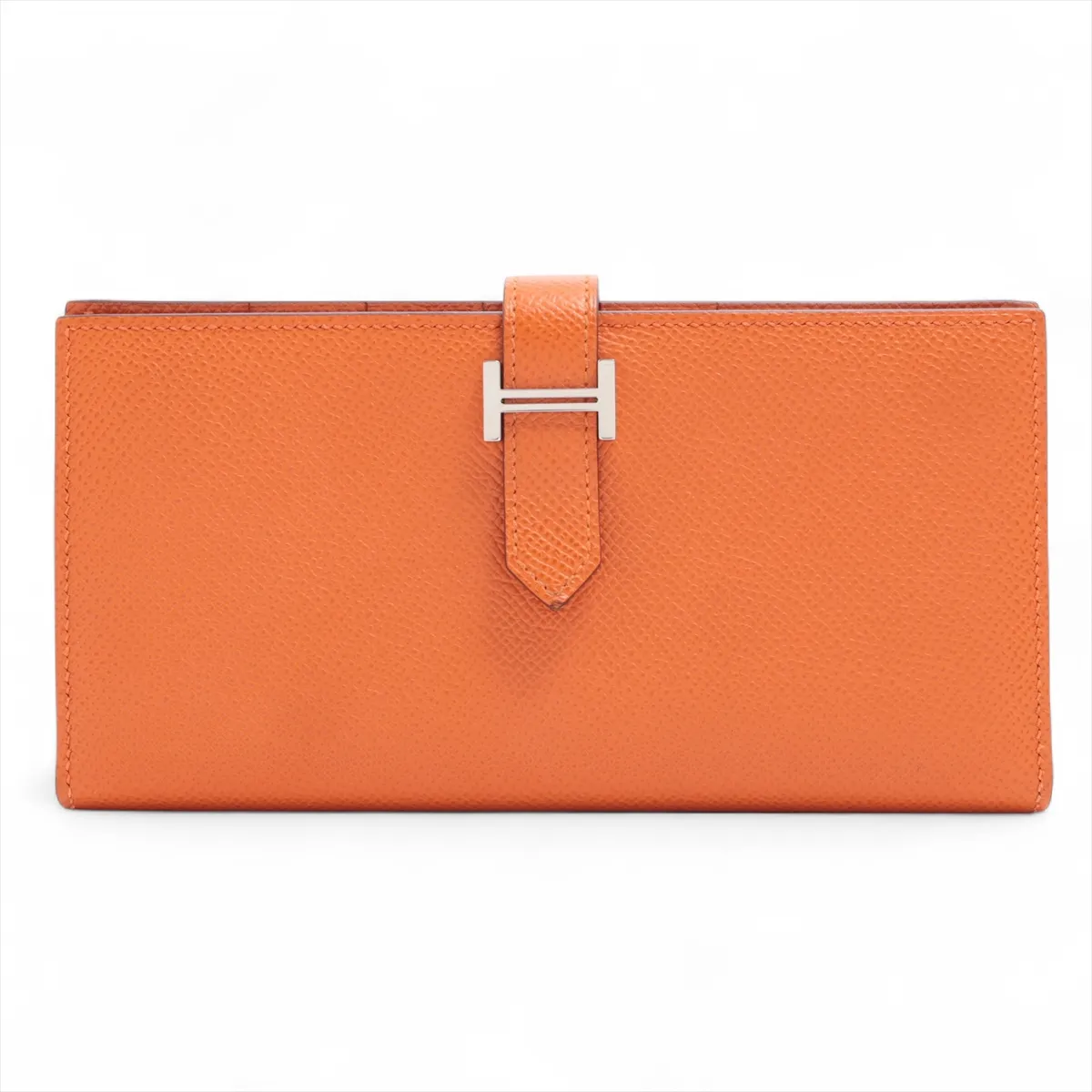 Bearn Soufflé Monochrome Veau Epsom Long Wallet Orange Silver Hardware Q:2013