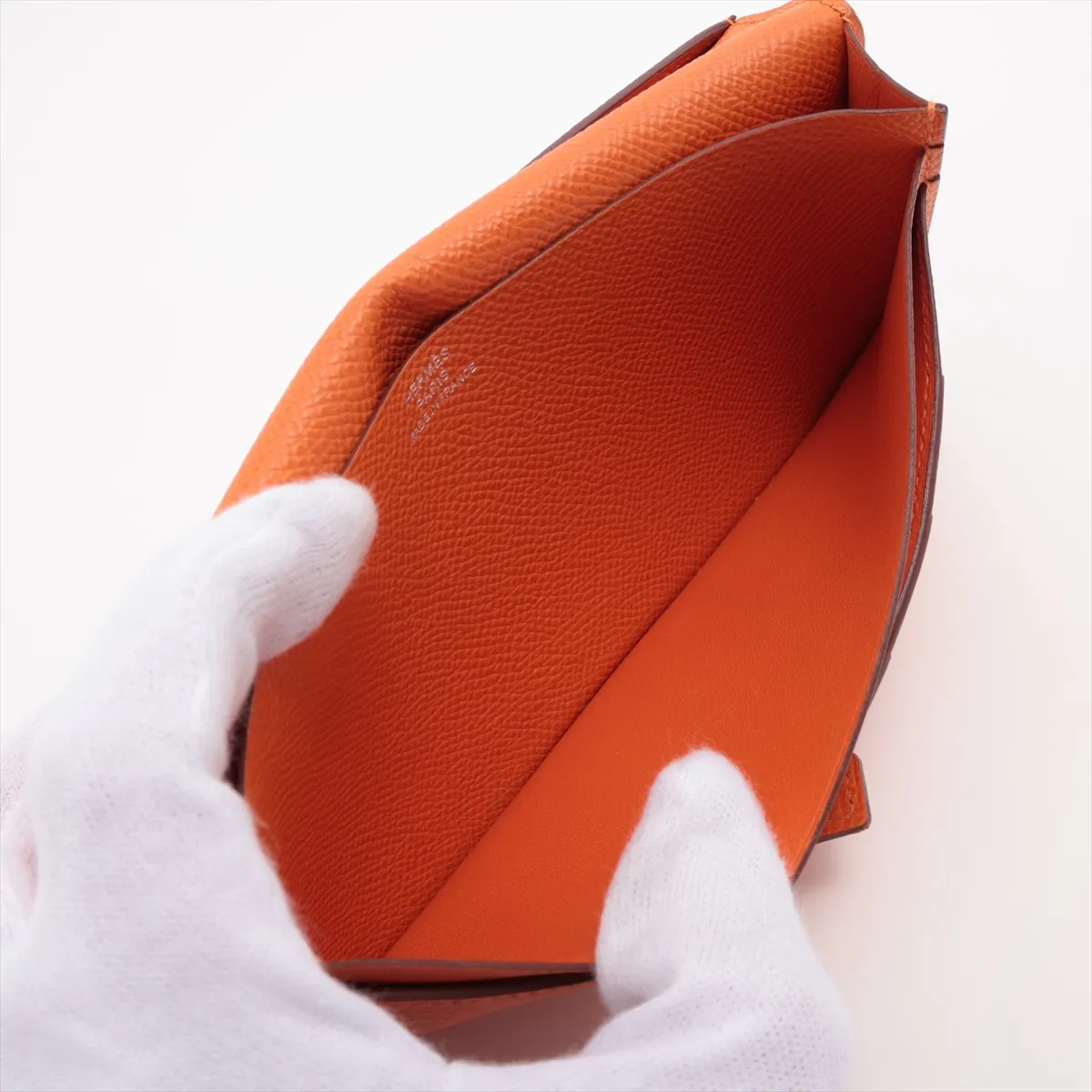 Bearn Soufflé Monochrome Veau Epsom Long Wallet Orange Silver Hardware Q:2013 — view 5