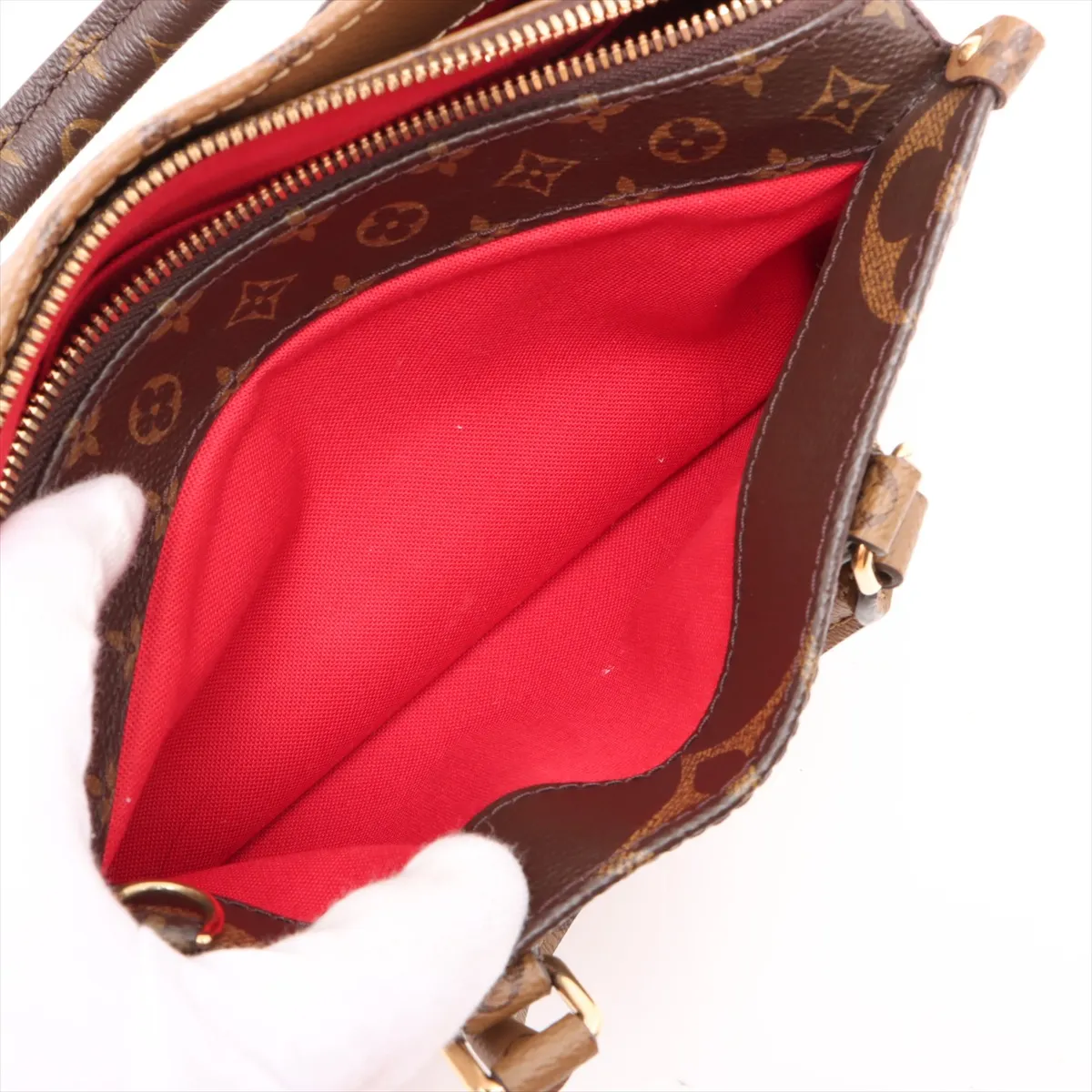 Giant Monogram Reverse OnTheGo EW M46653 Brown (RFID detected) — view 12
