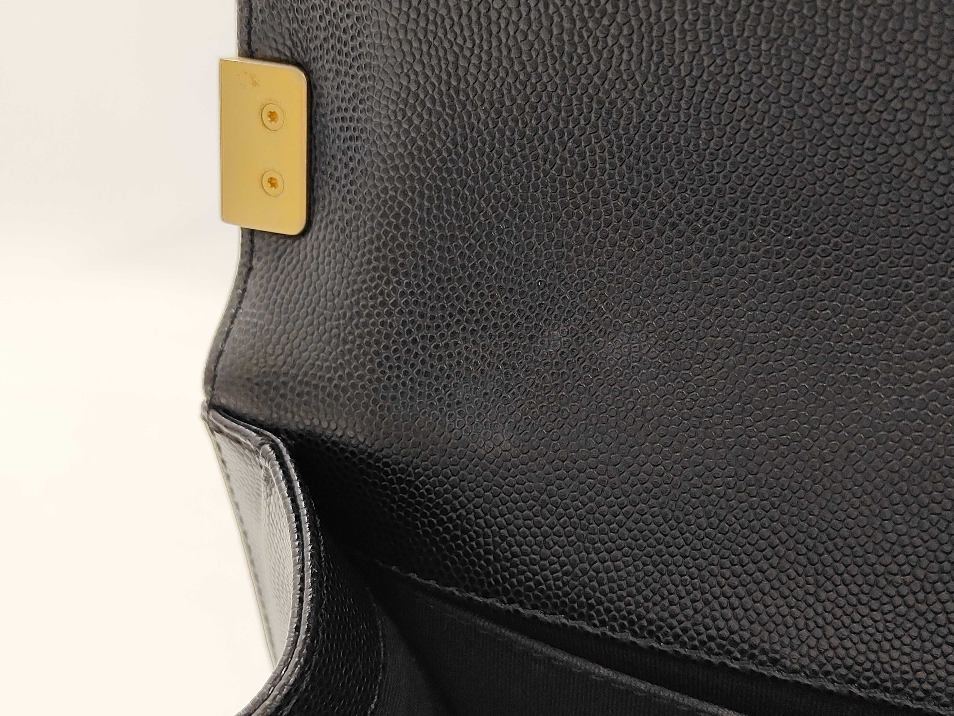 Leboy Medium Shoulder Bag, Black with Gold Buckle — view 12