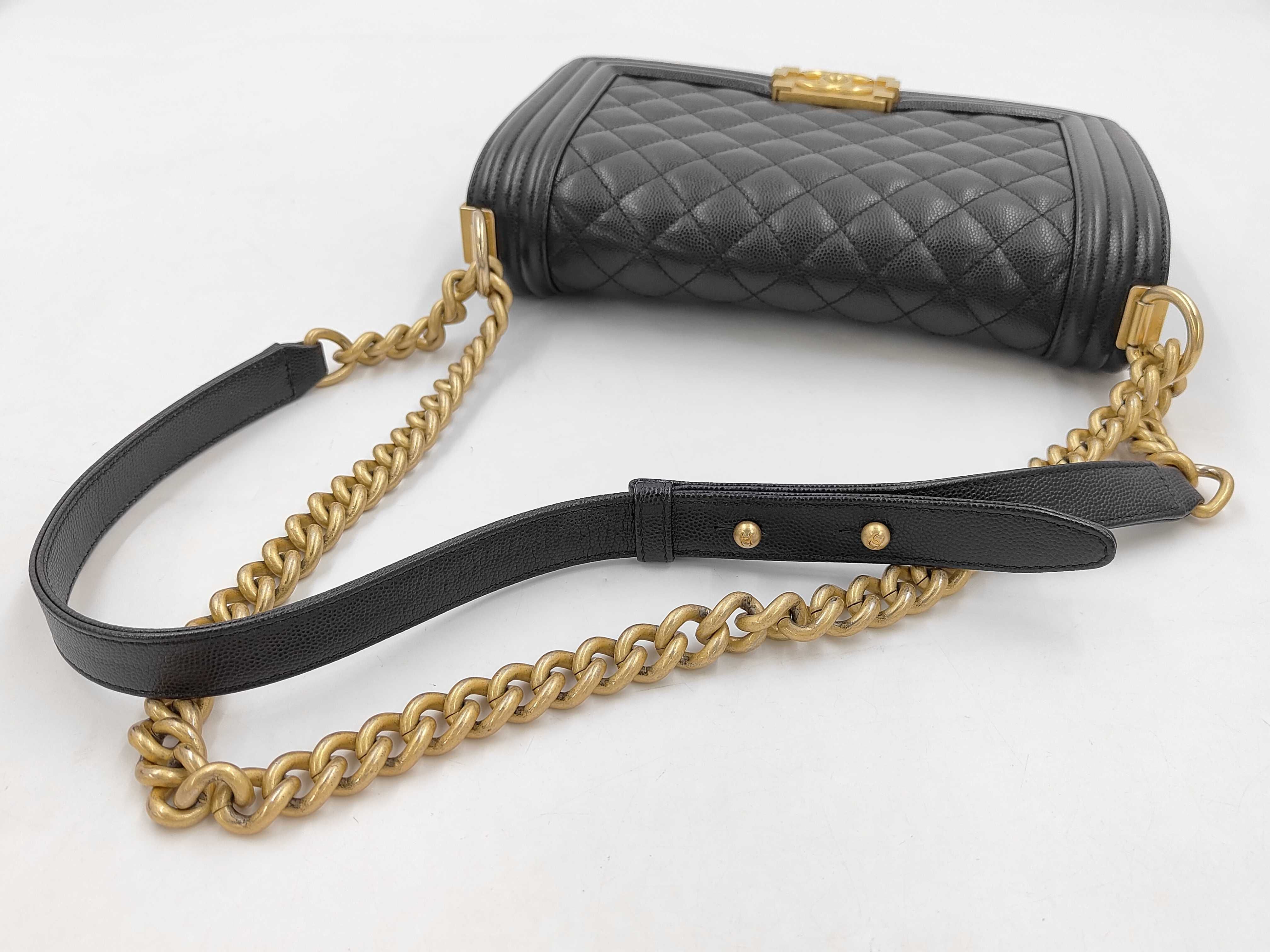 Leboy Medium Shoulder Bag, Black with Gold Buckle — view 3