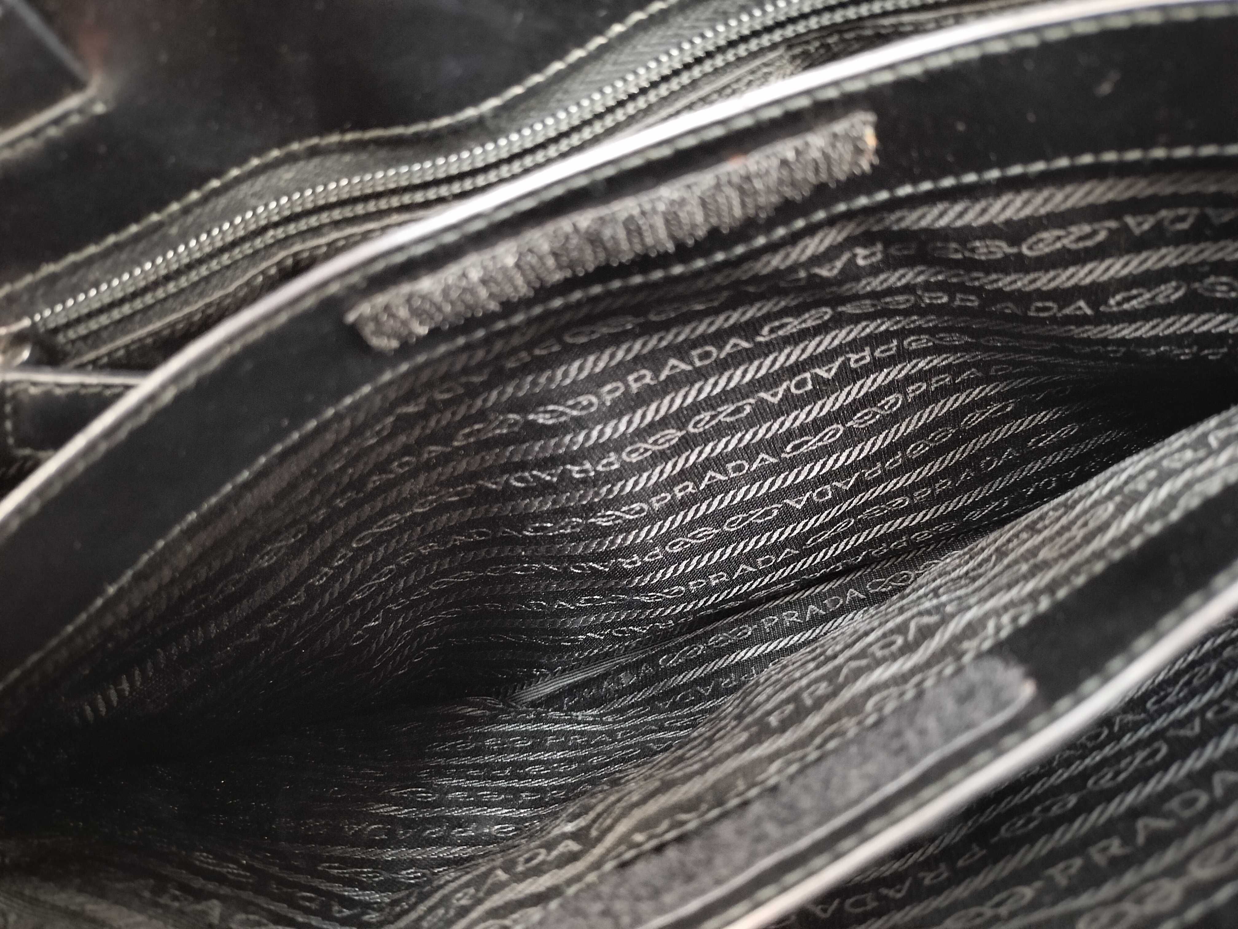 Nylon Prada Nylon x Leather Black Tote Bag — view 11