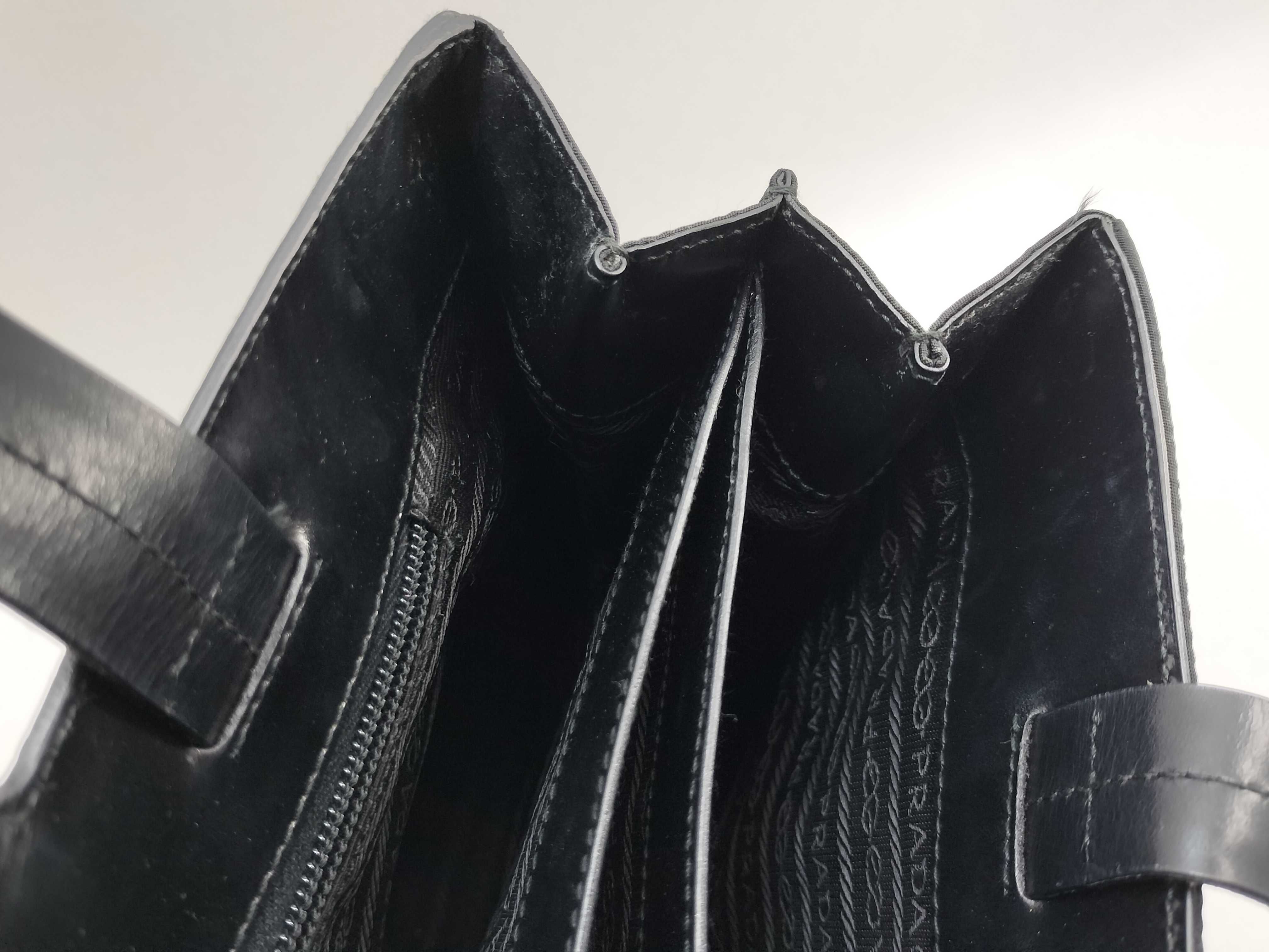 Nylon Prada Nylon x Leather Black Tote Bag — view 12