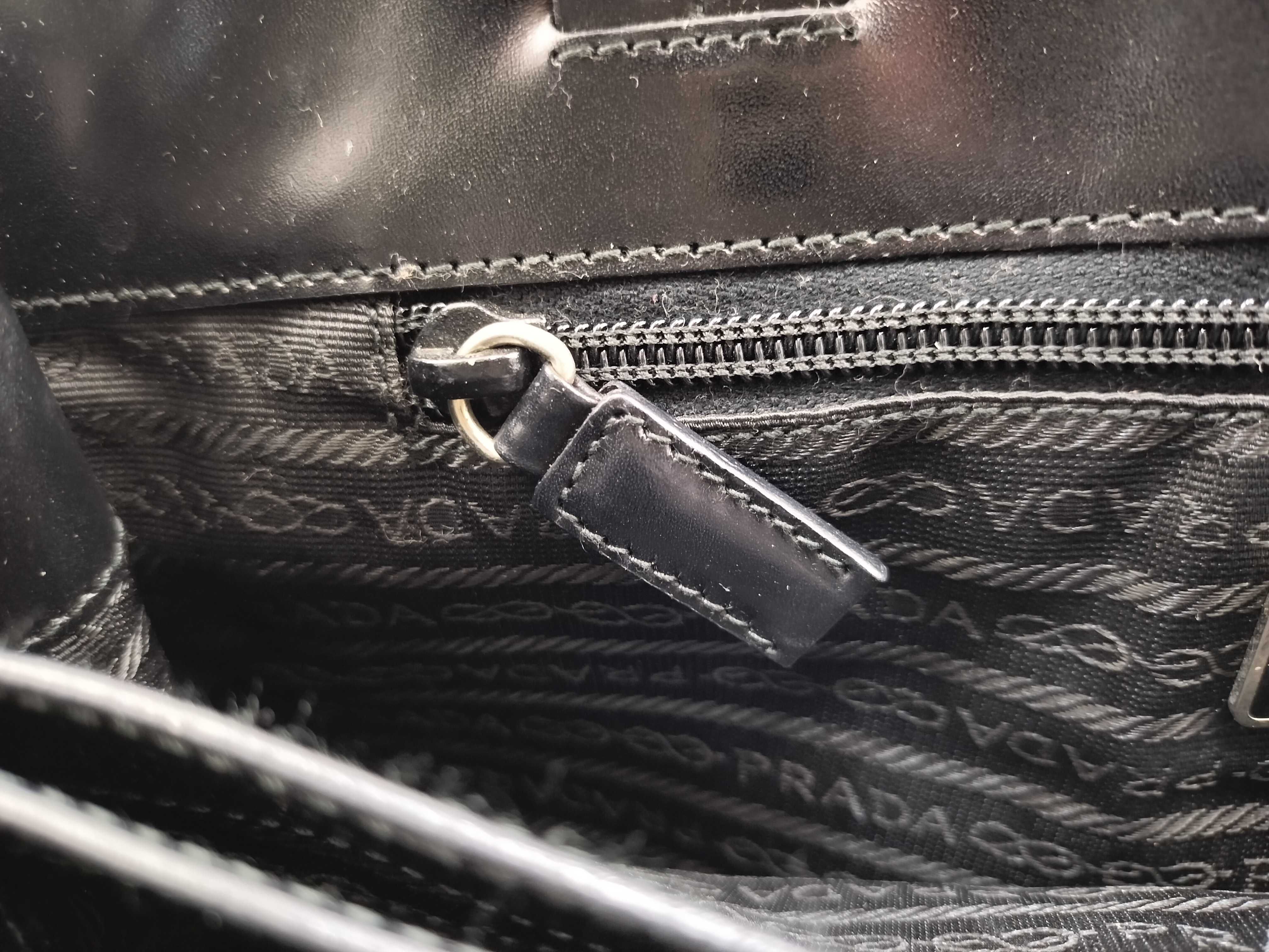 Nylon Prada Nylon x Leather Black Tote Bag — view 14