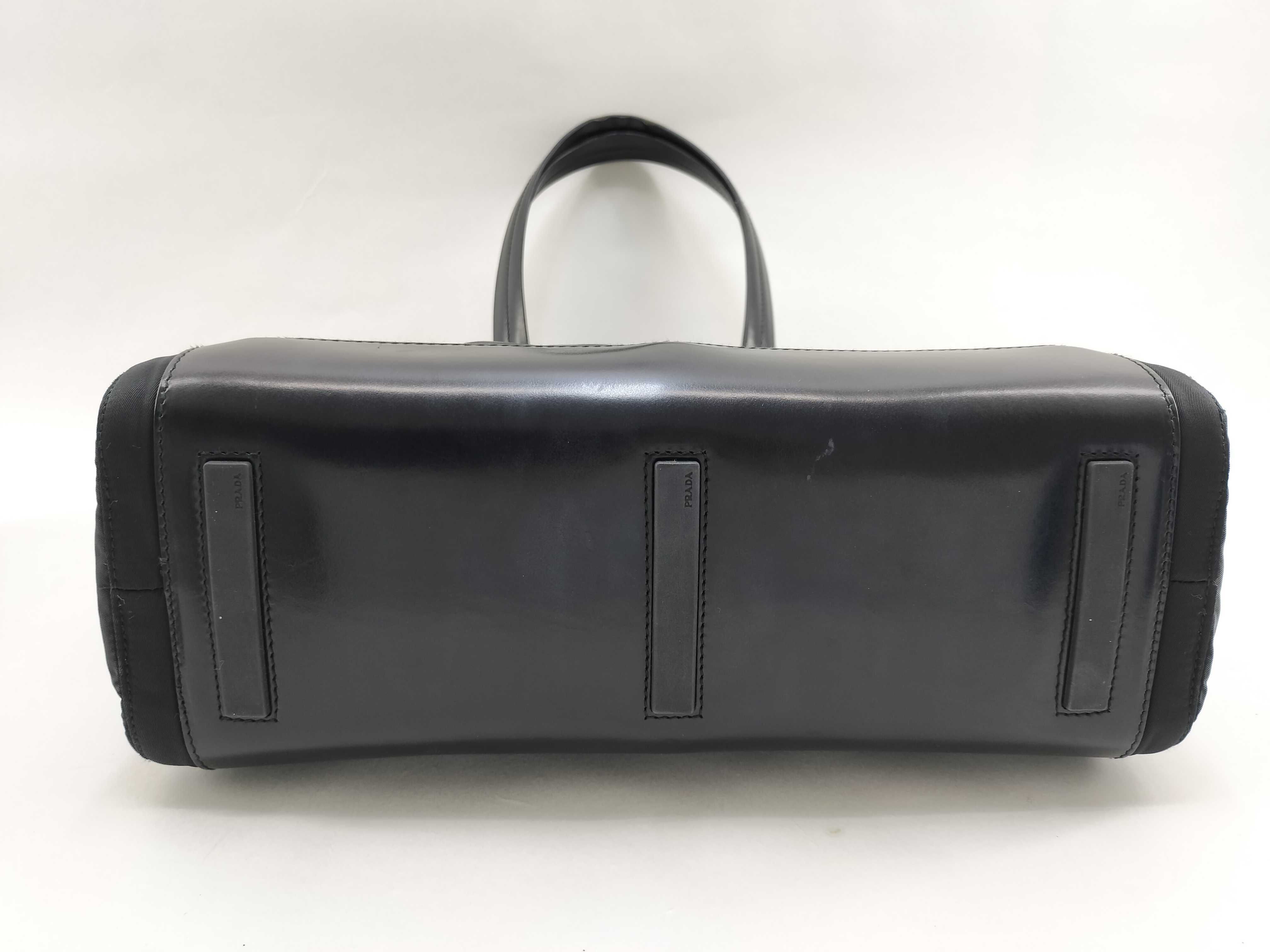 Nylon Prada Nylon x Leather Black Tote Bag — view 4