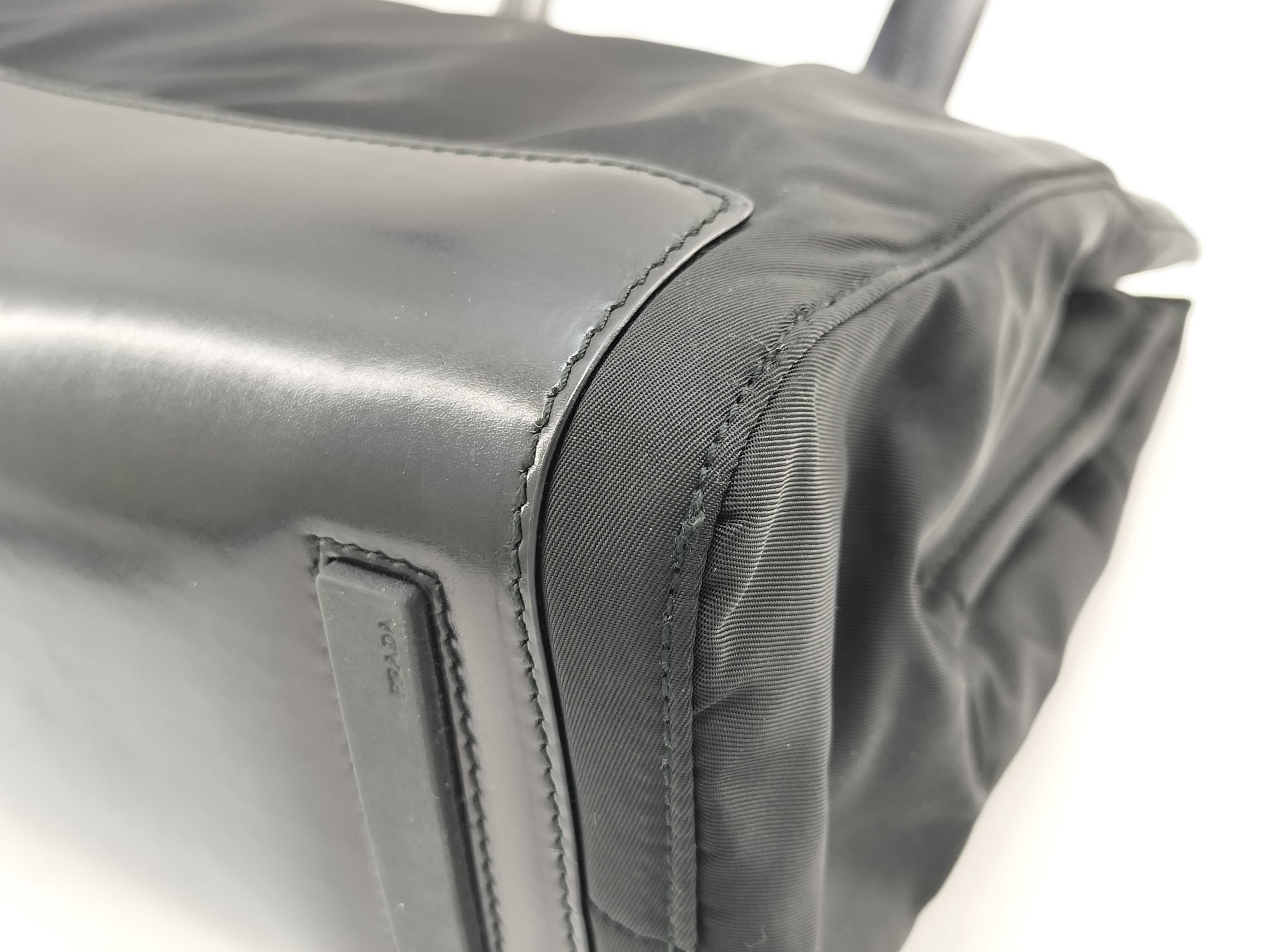 Nylon Prada Nylon x Leather Black Tote Bag — view 5