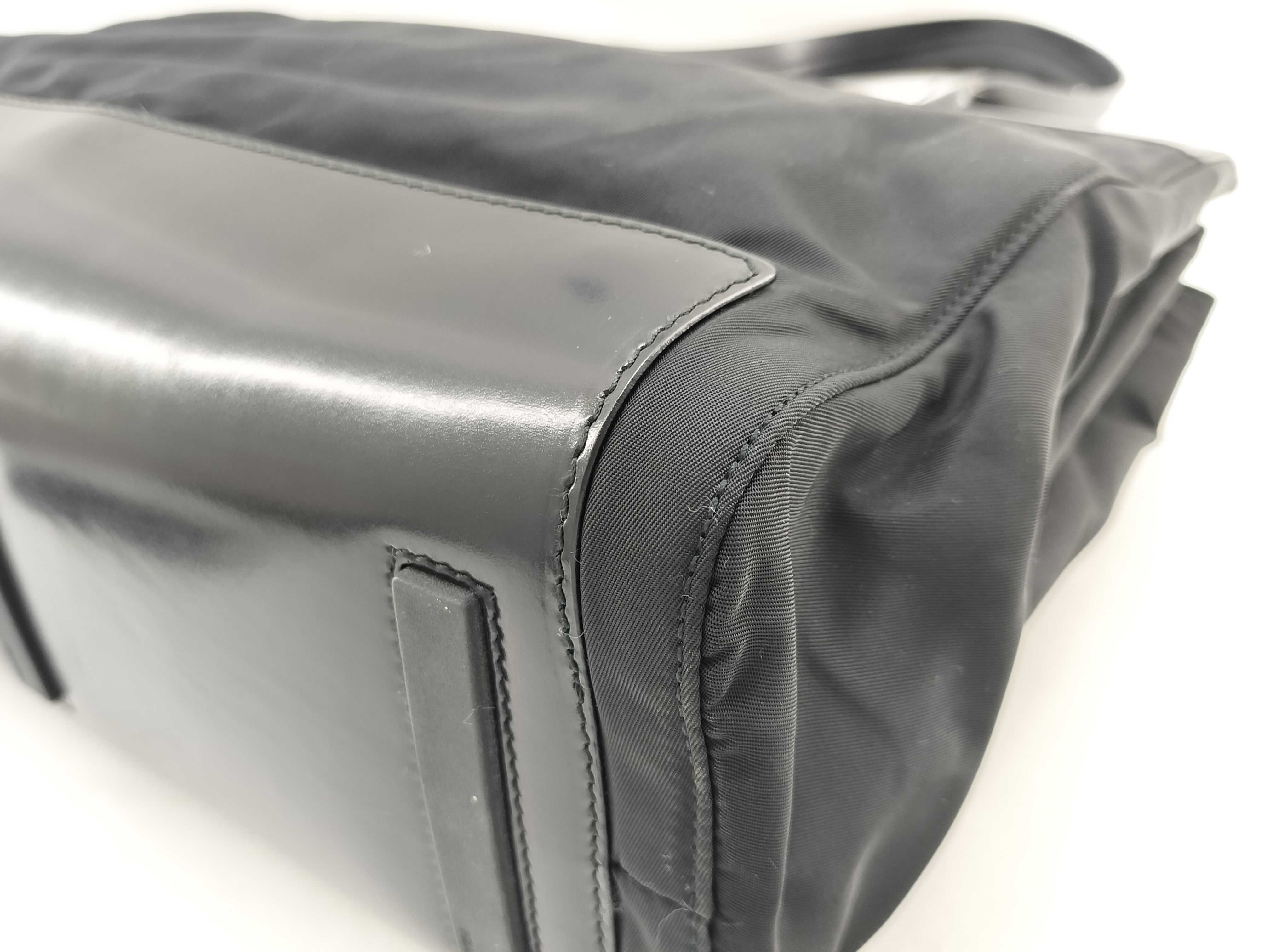 Nylon Prada Nylon x Leather Black Tote Bag — view 6