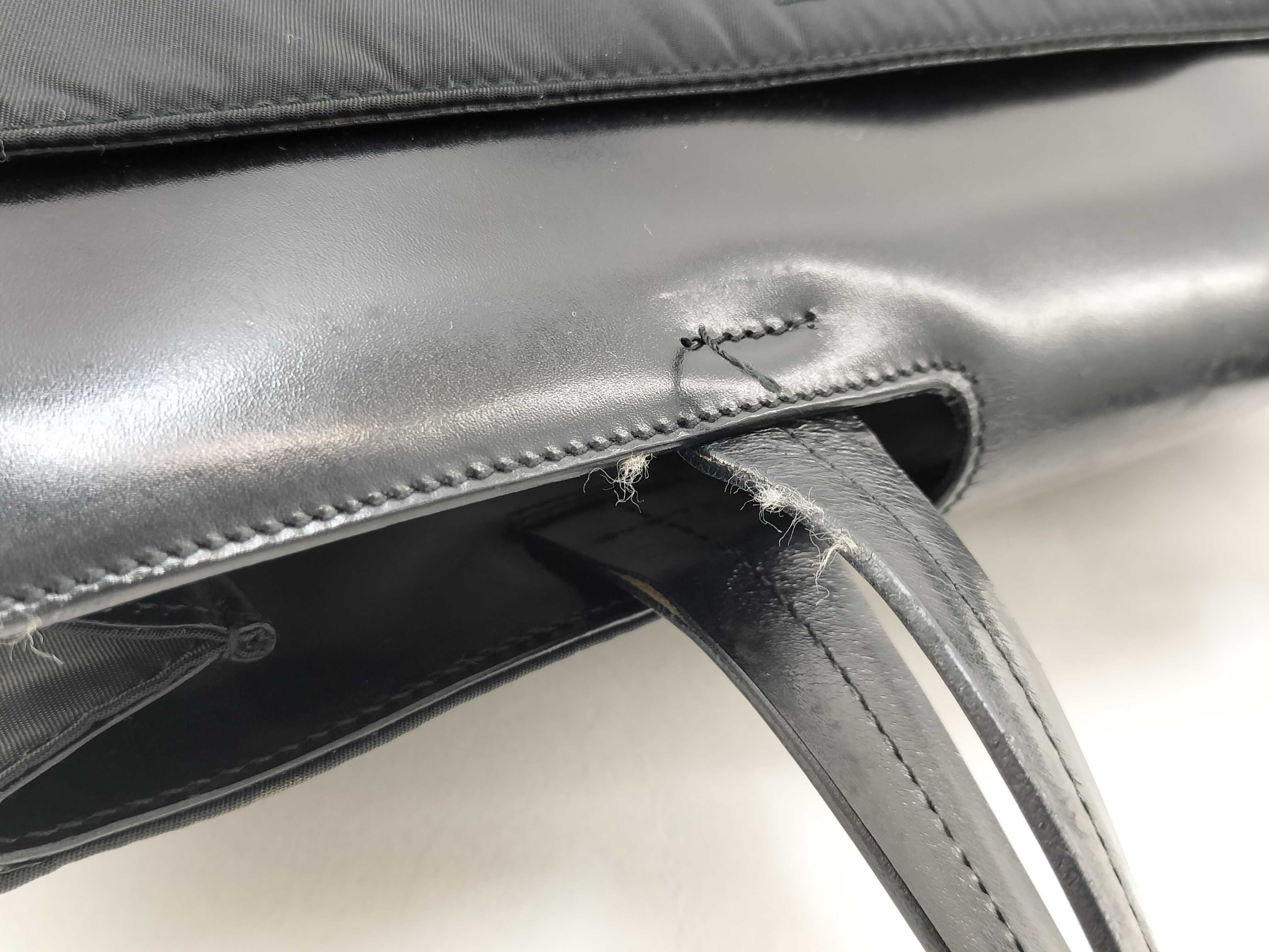 Nylon Prada Nylon x Leather Black Tote Bag — view 8