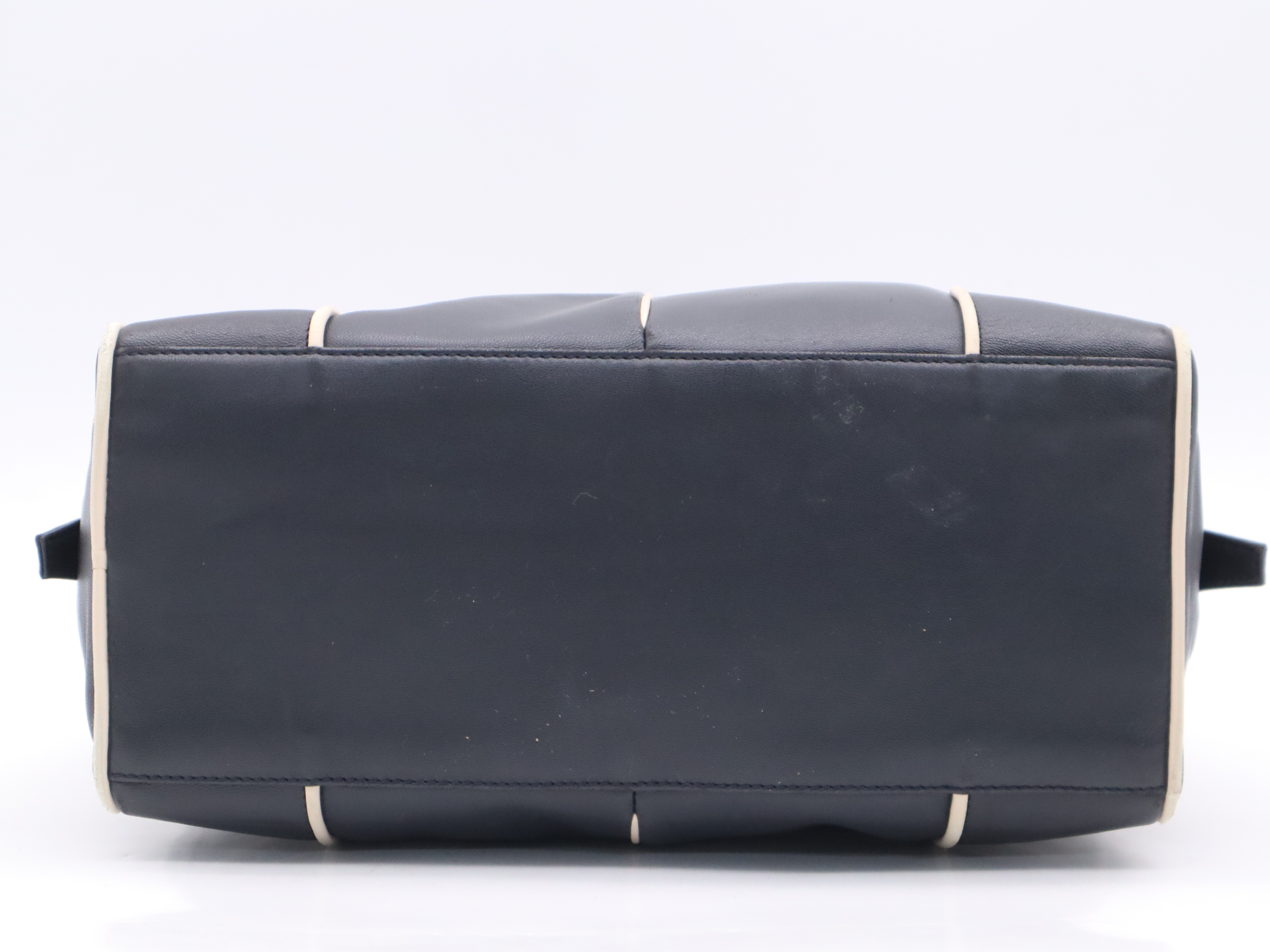 Leather Handbag, Black and White, Silver Hardware — view 4