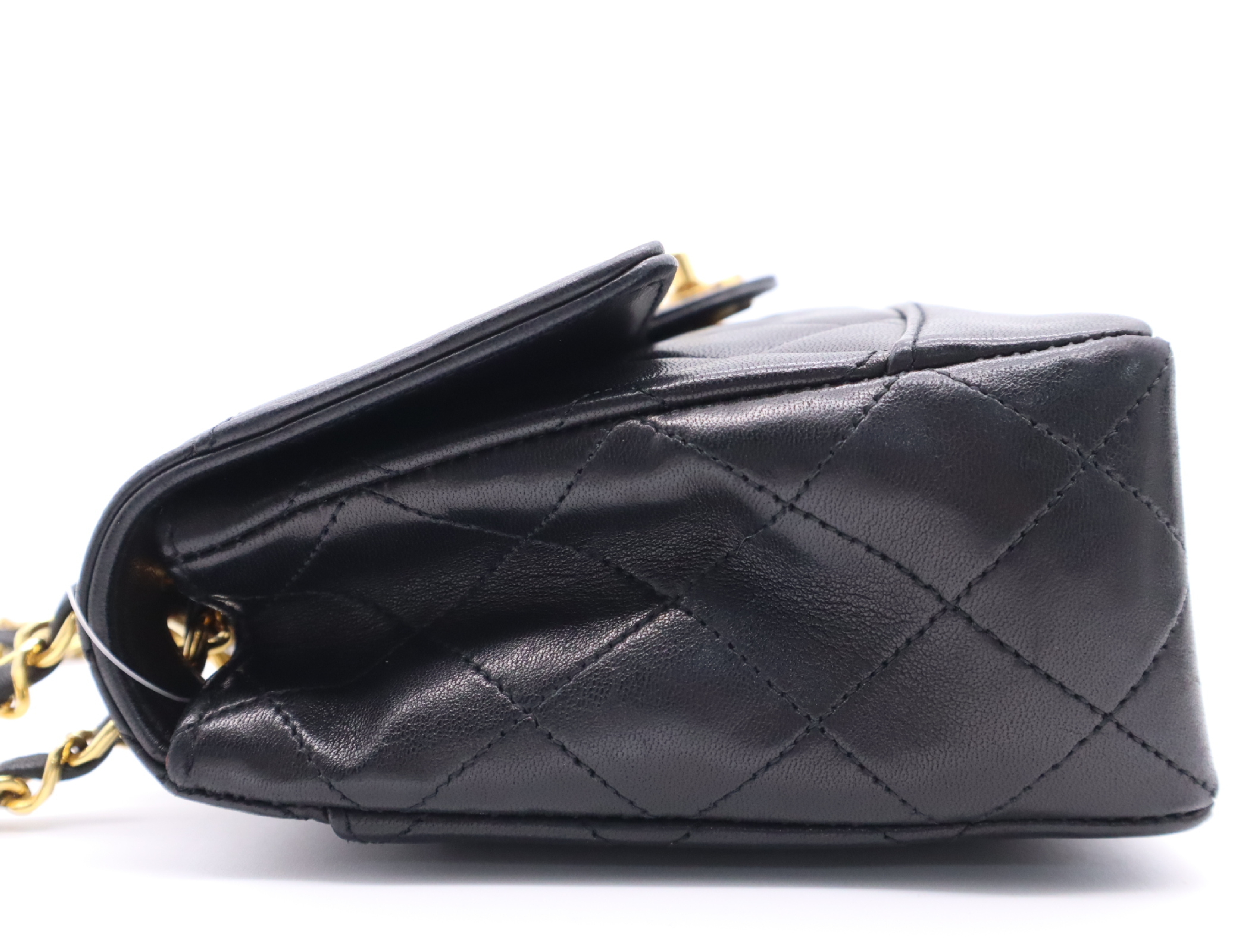 Lambskin Matelassé 24 S Flap Double Chain Turnlock Chain Shoulder Bag Black Gold Hardware with Pouch and Card, Seal Included 1473705 Shoulder Bag — view 3