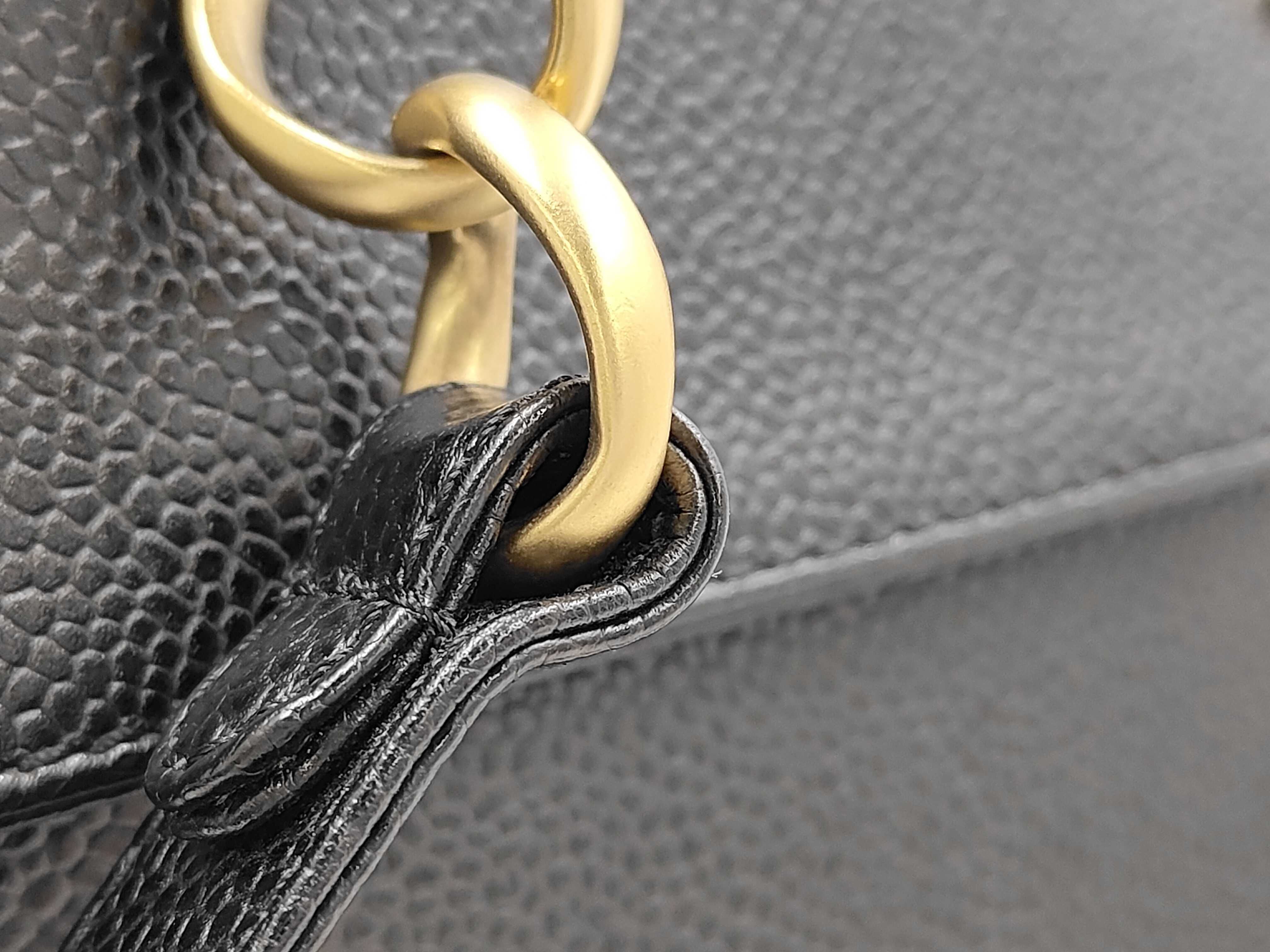 Coco Mark Caviar Skin Chain Tote Bag Shoulder Bag — view 6