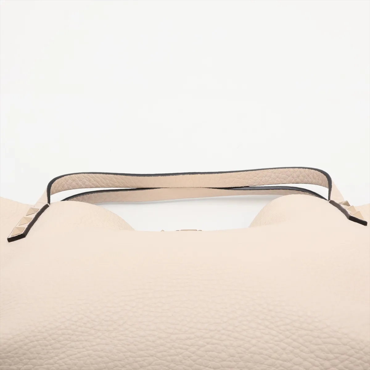 Rockstud Leather x Stud 2-Way Handbag, Beige — view 6