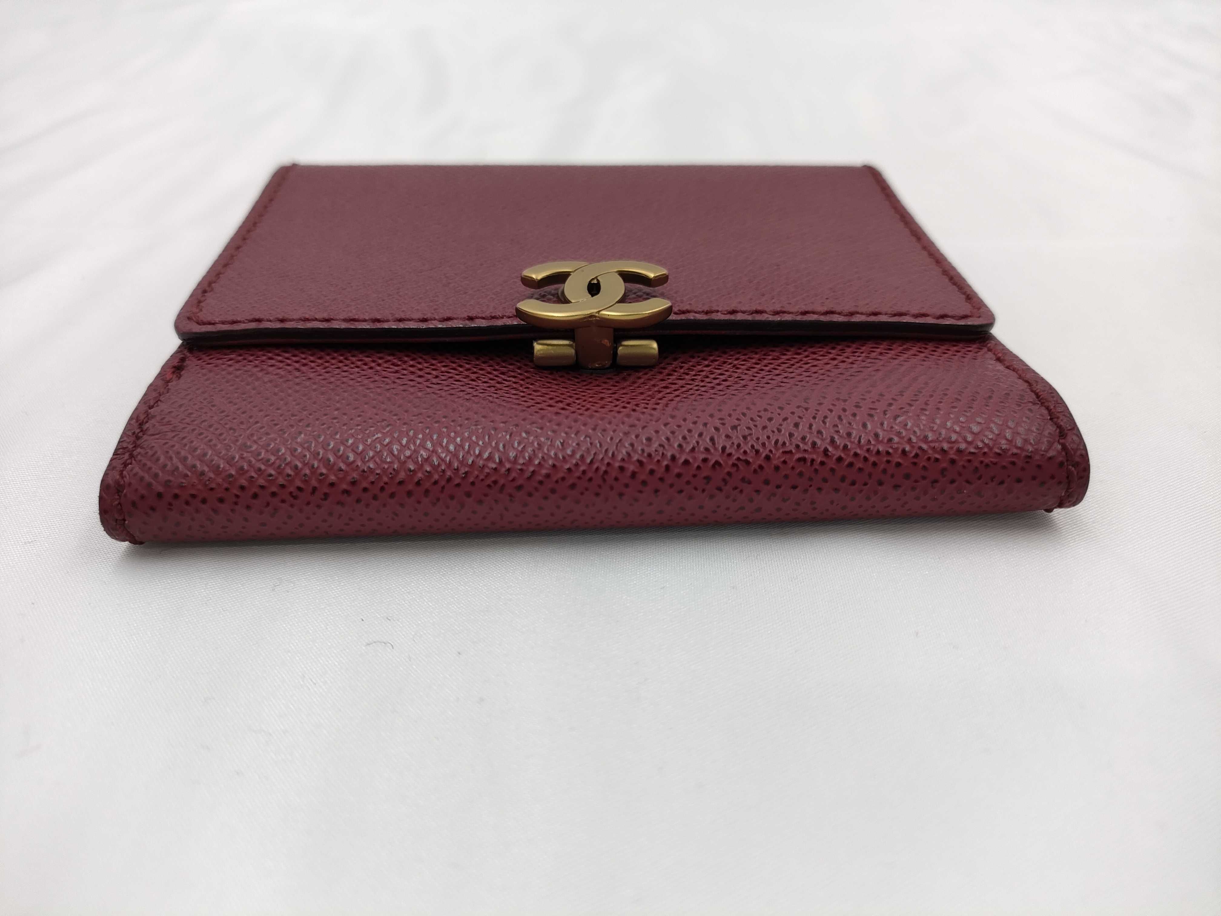 Coco Mark Folding Wallet, Red with Gold Hardware — view 3