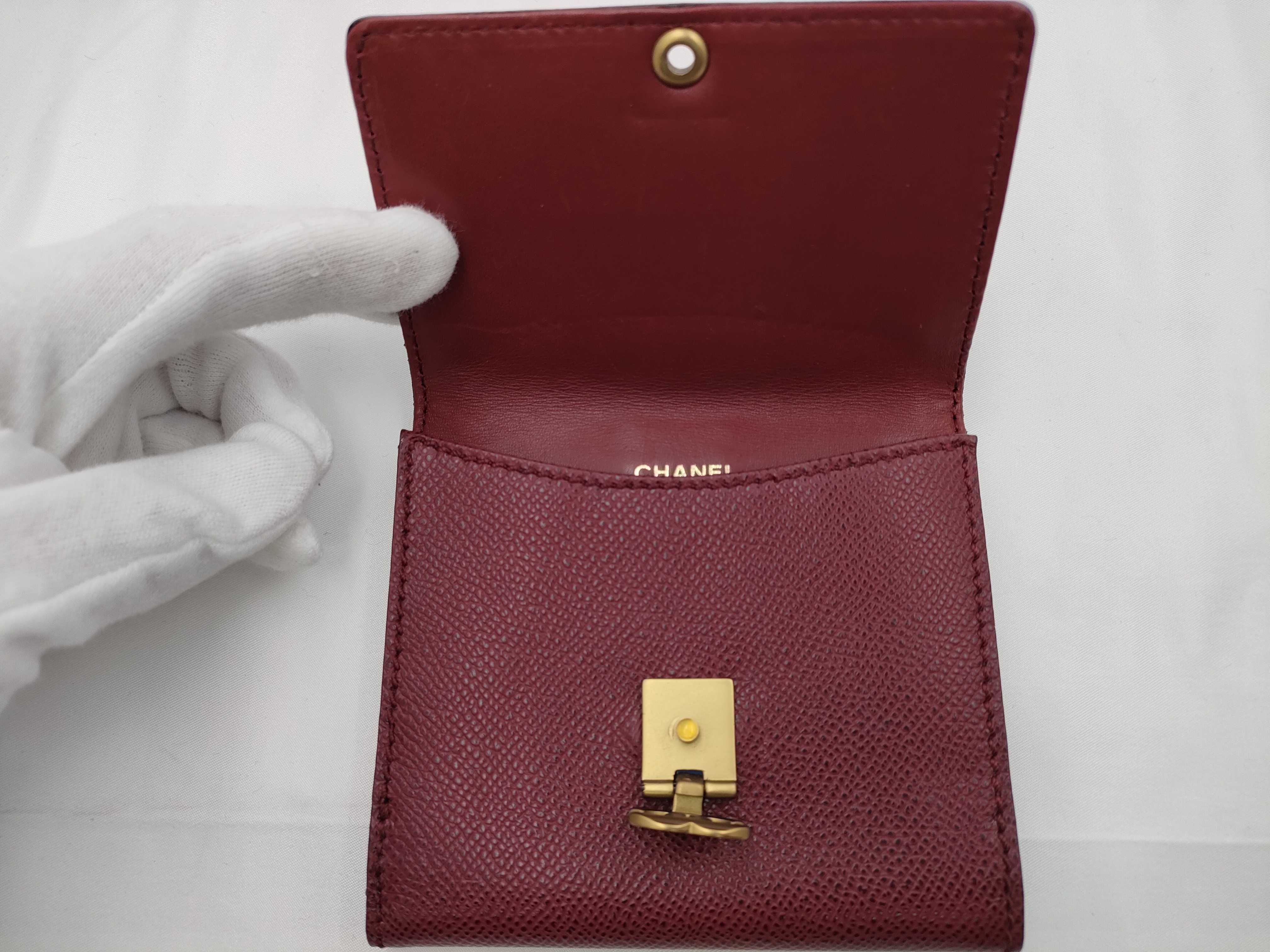 Coco Mark Folding Wallet, Red with Gold Hardware — view 5