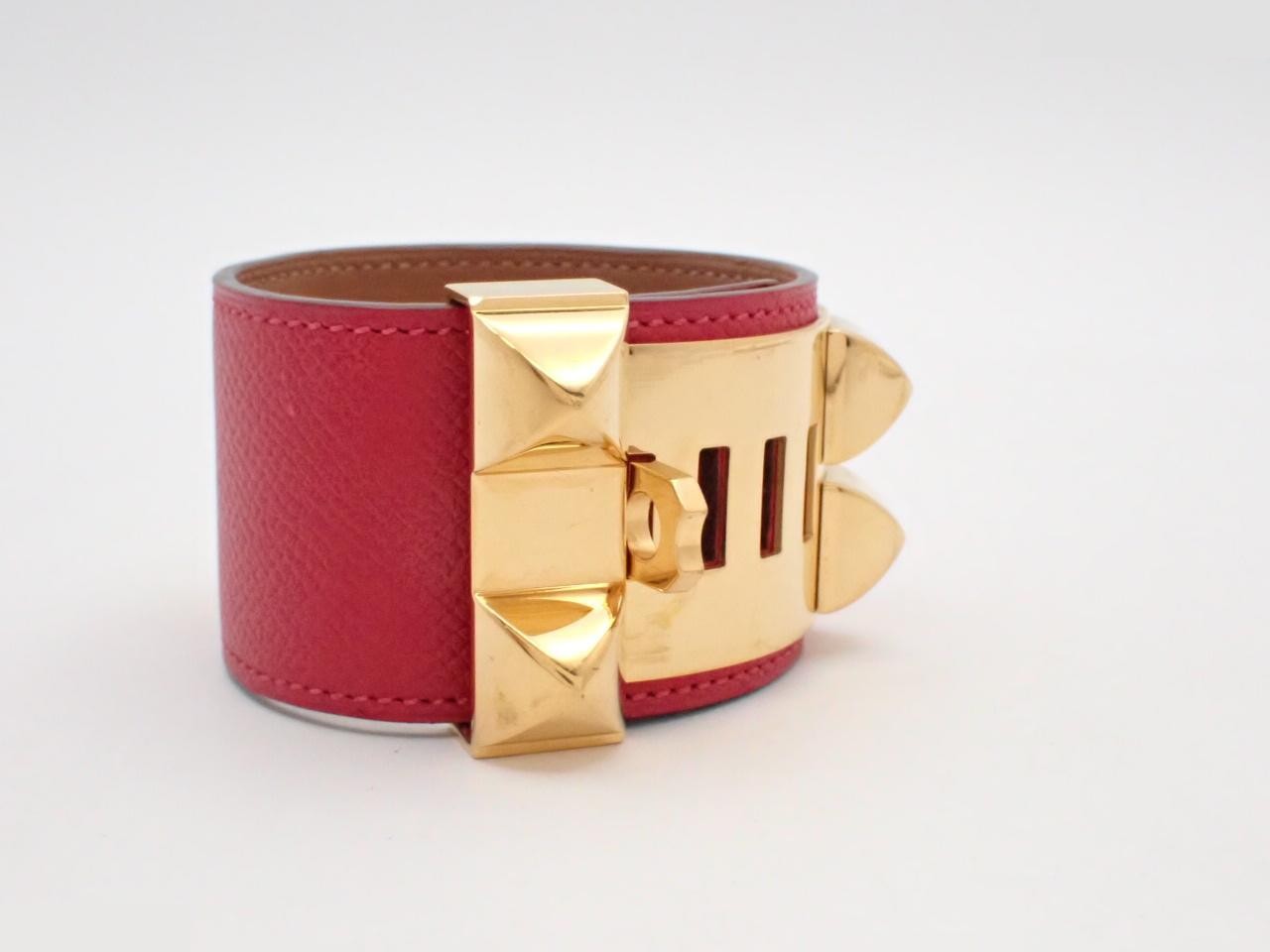 Leather bracelet, "Collier de Chien," red, wrist circumference approximately 17cm — view 3