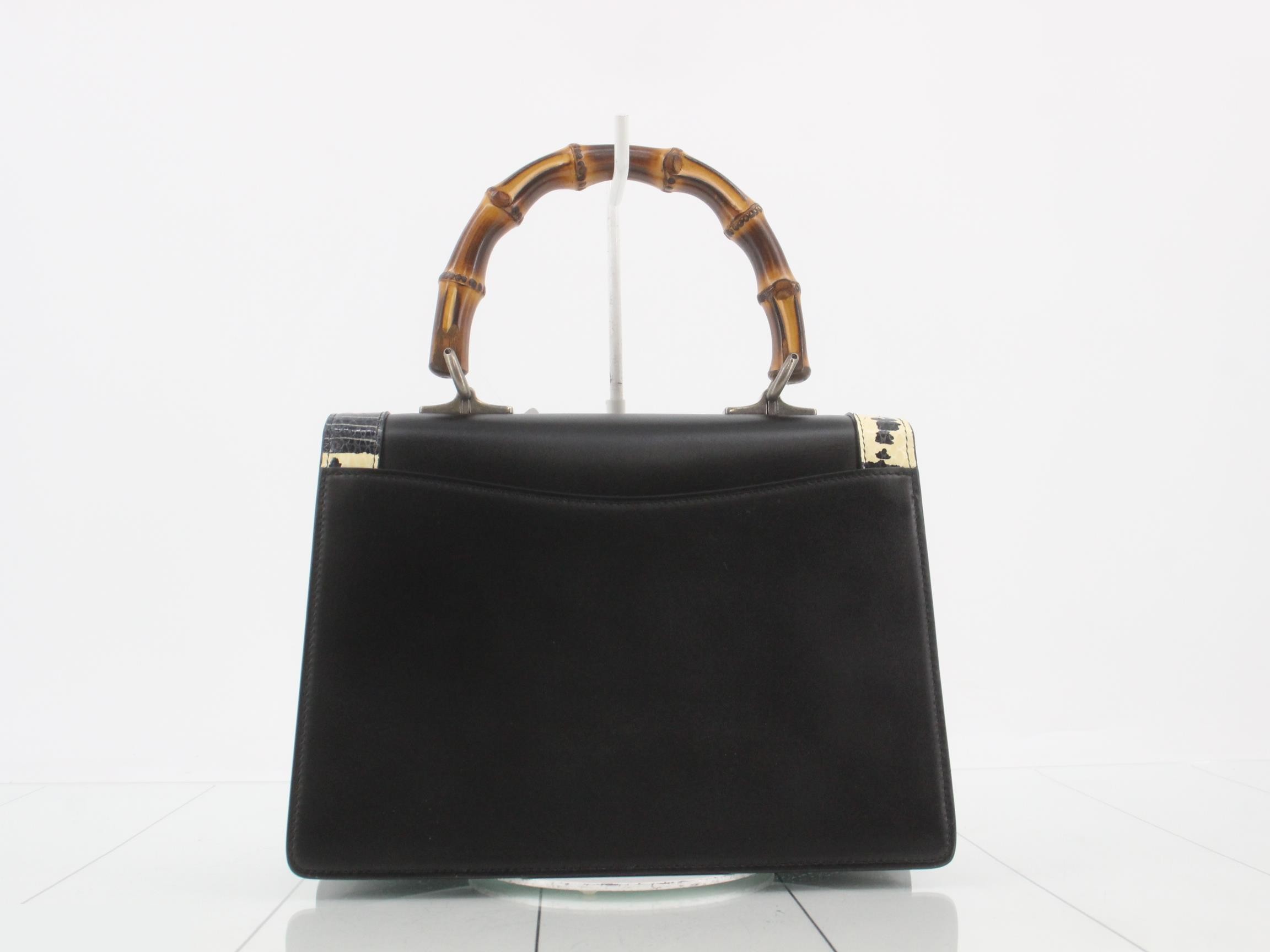 Lilith Bamboo Coral Snake 2-Way Handbag, Black — view 2