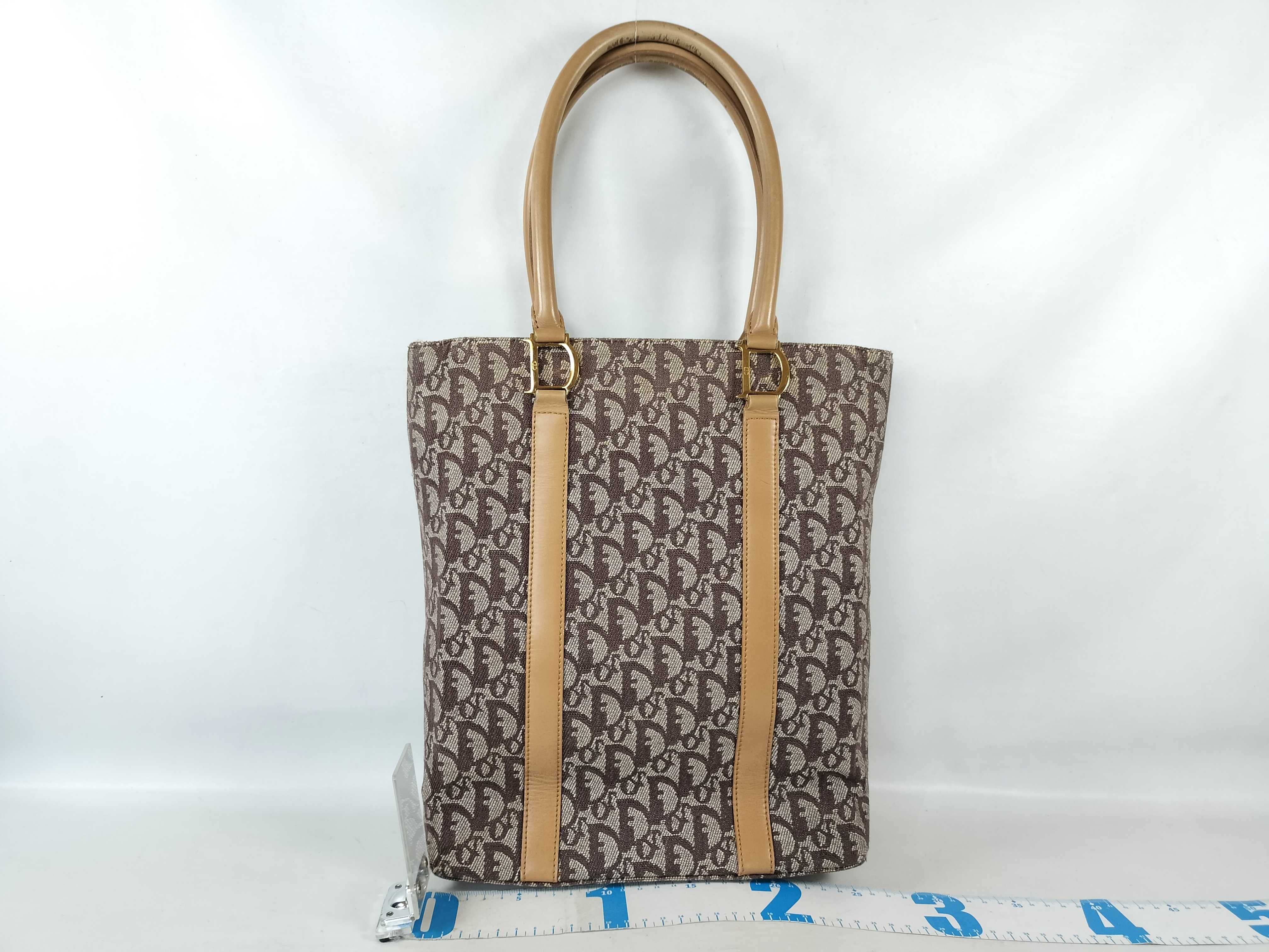 Trotter Tote Bag, Beige/Brown, Gold Hardware, with Charm. — view 2