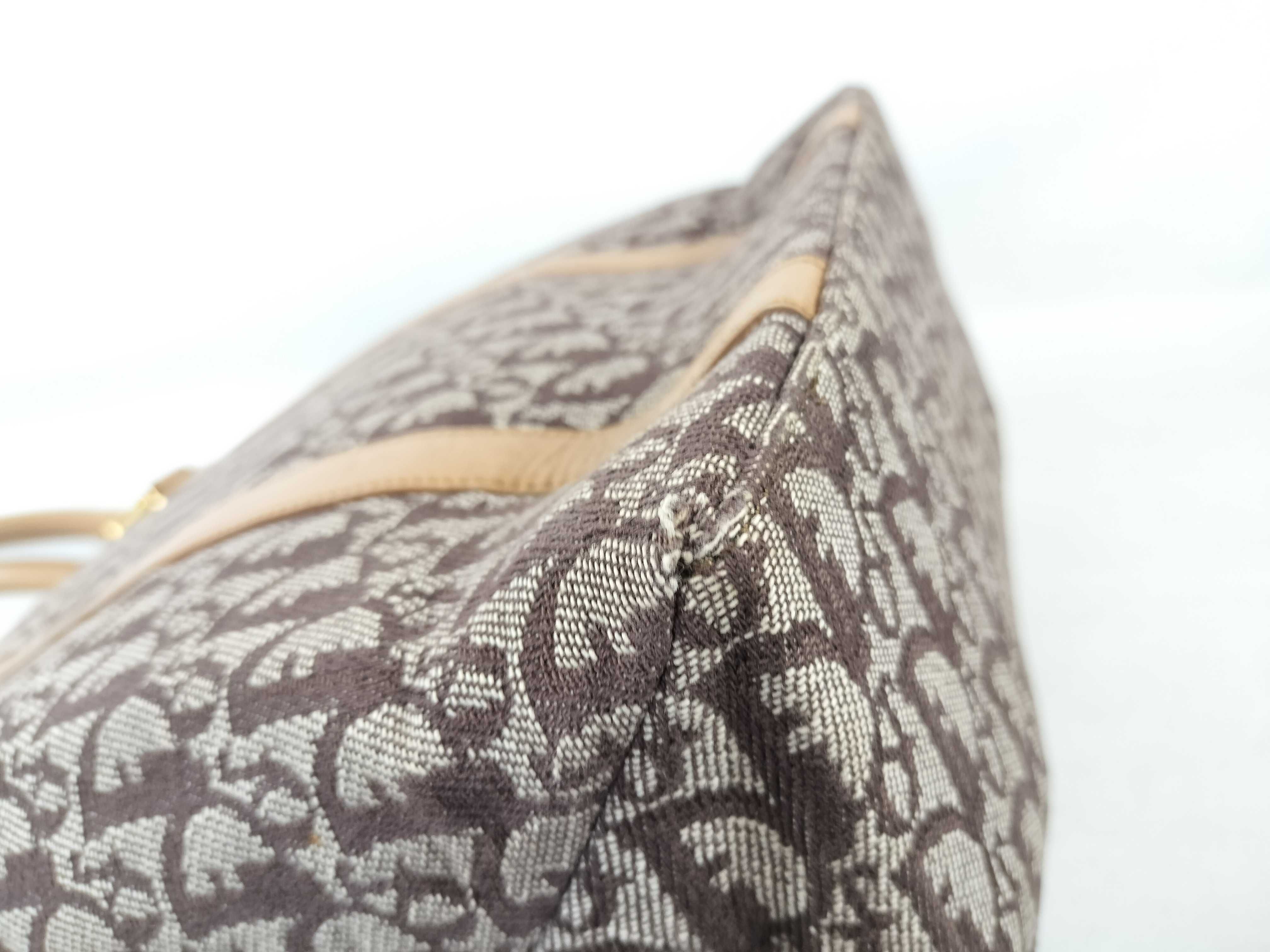 Trotter Tote Bag, Beige/Brown, Gold Hardware, with Charm. — view 7