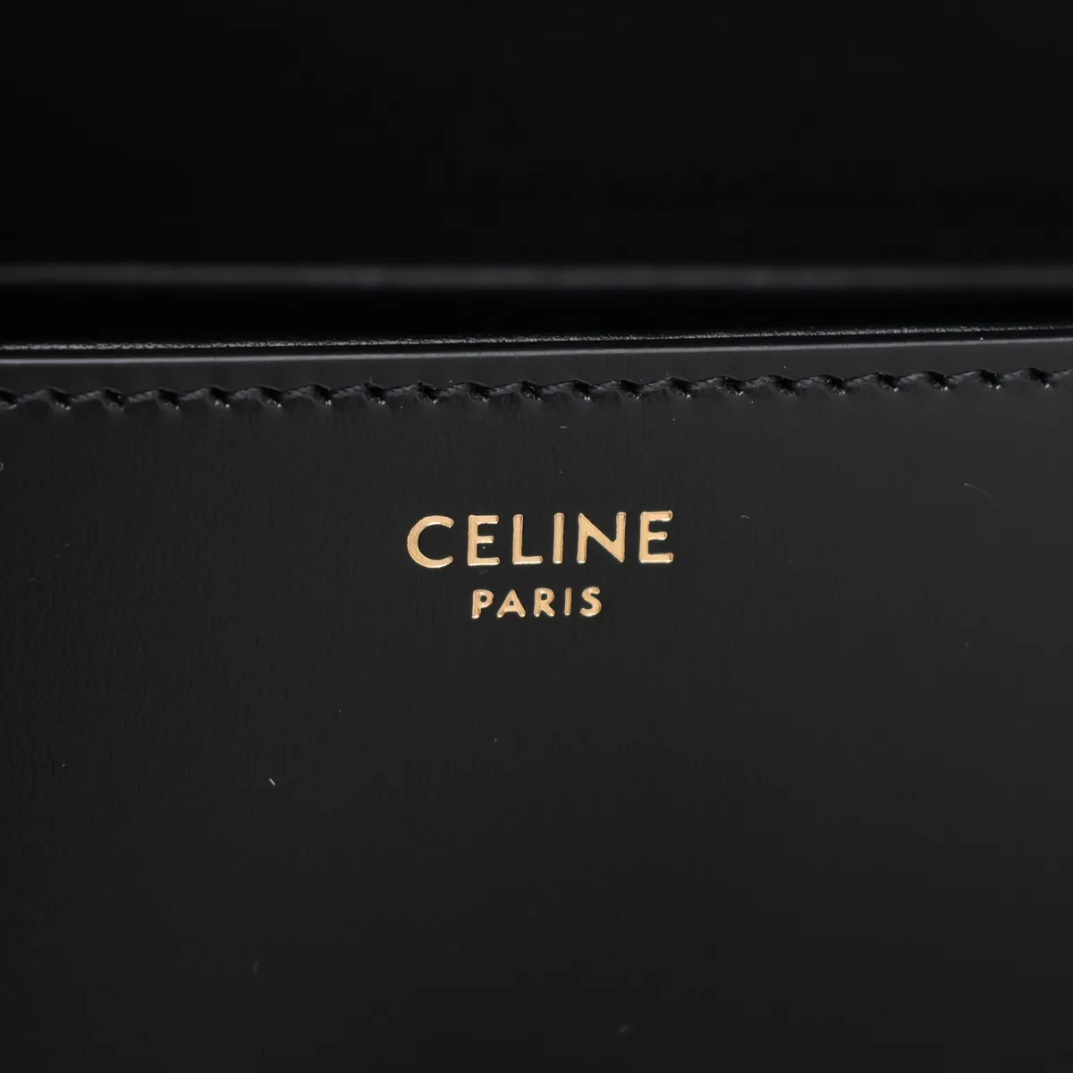Triomphe Claude Leather Shoulder Bag, Black — view 8