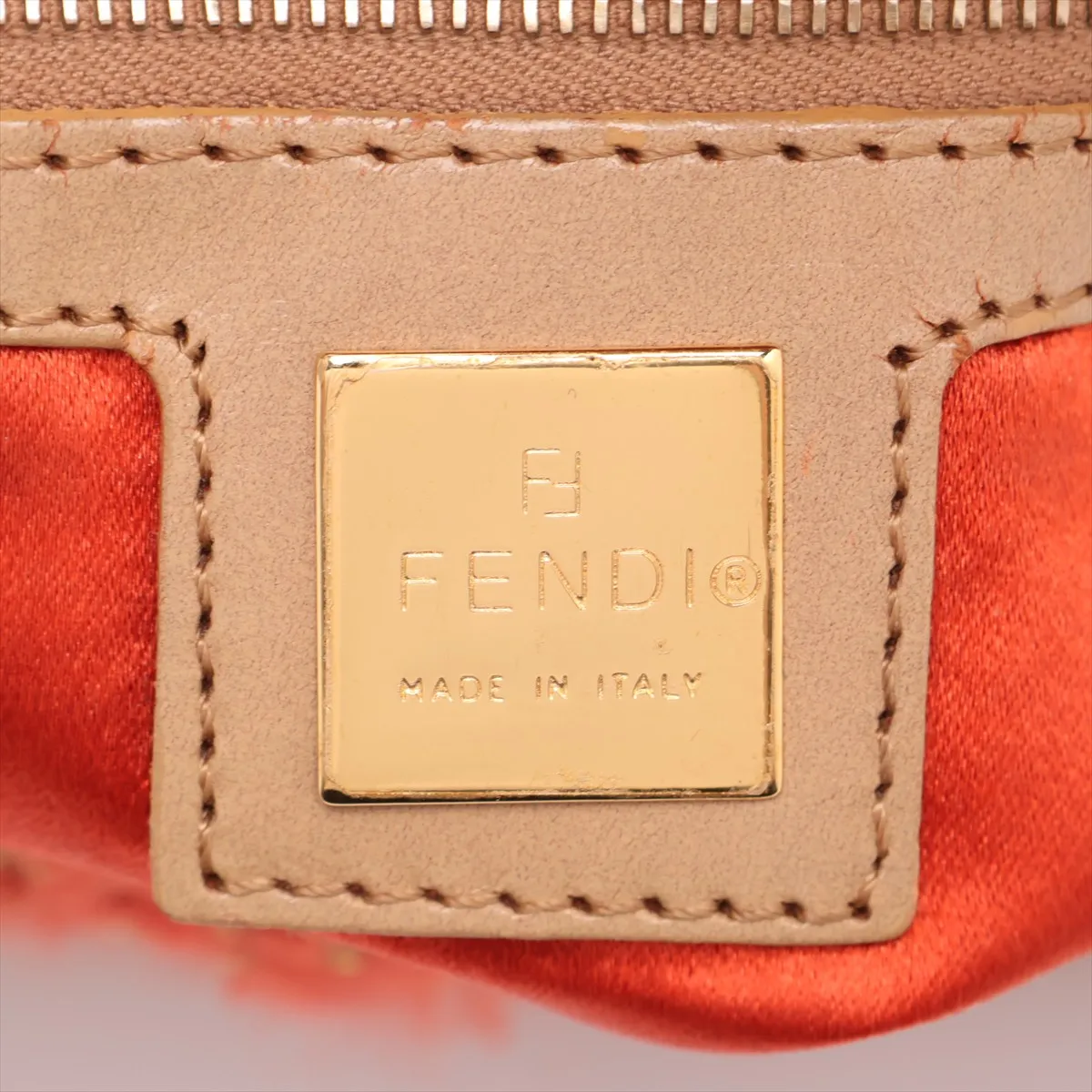 Mamma Bucket Knit x Leather Shoulder Bag, Orange — view 9