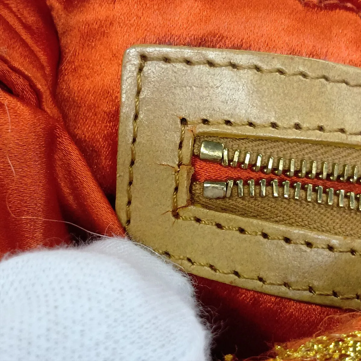 Mamma Bucket Knit x Leather Shoulder Bag, Orange — view 10
