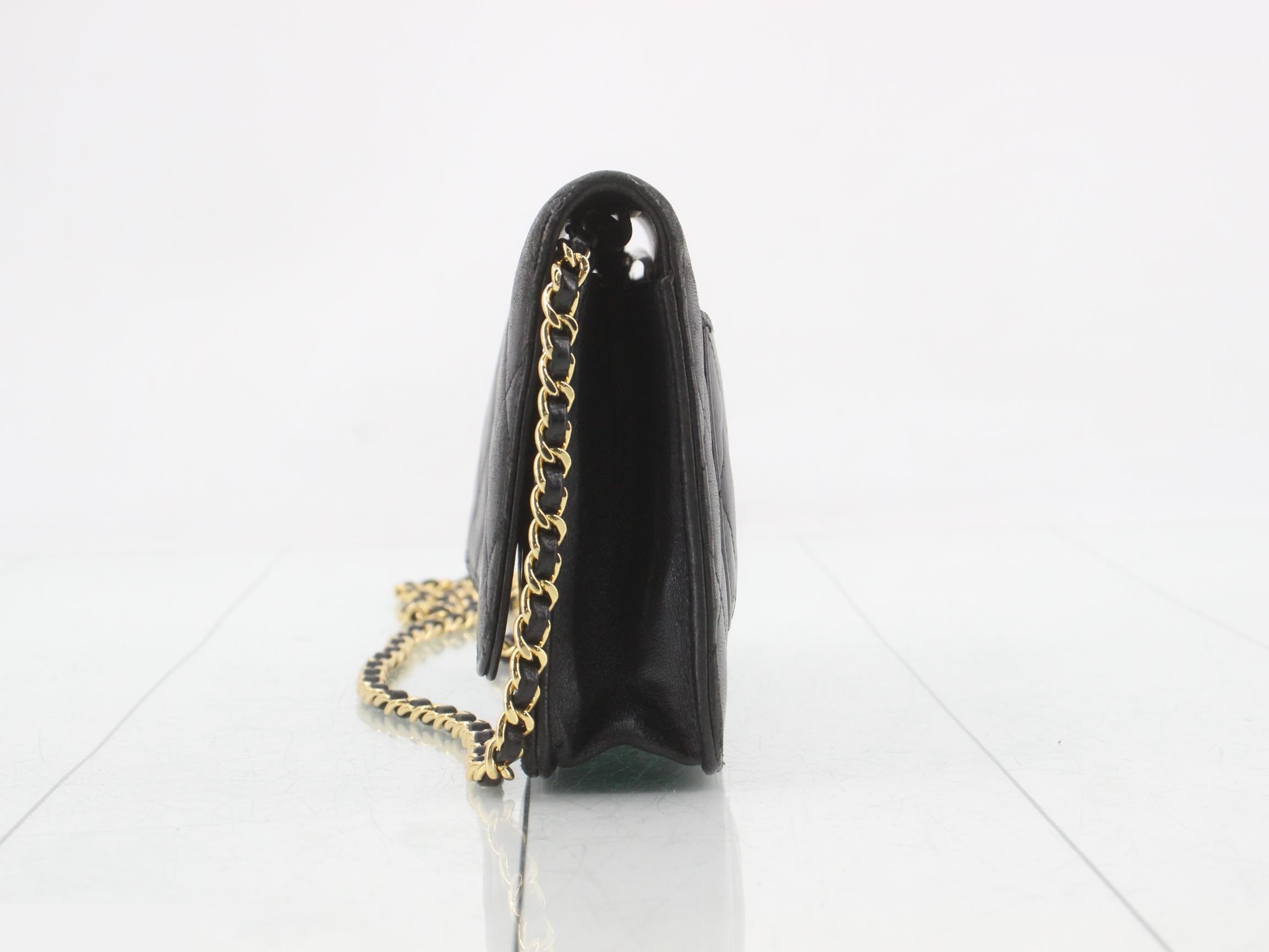 Matelassé Wallet Shoulder Bag, Black — view 3