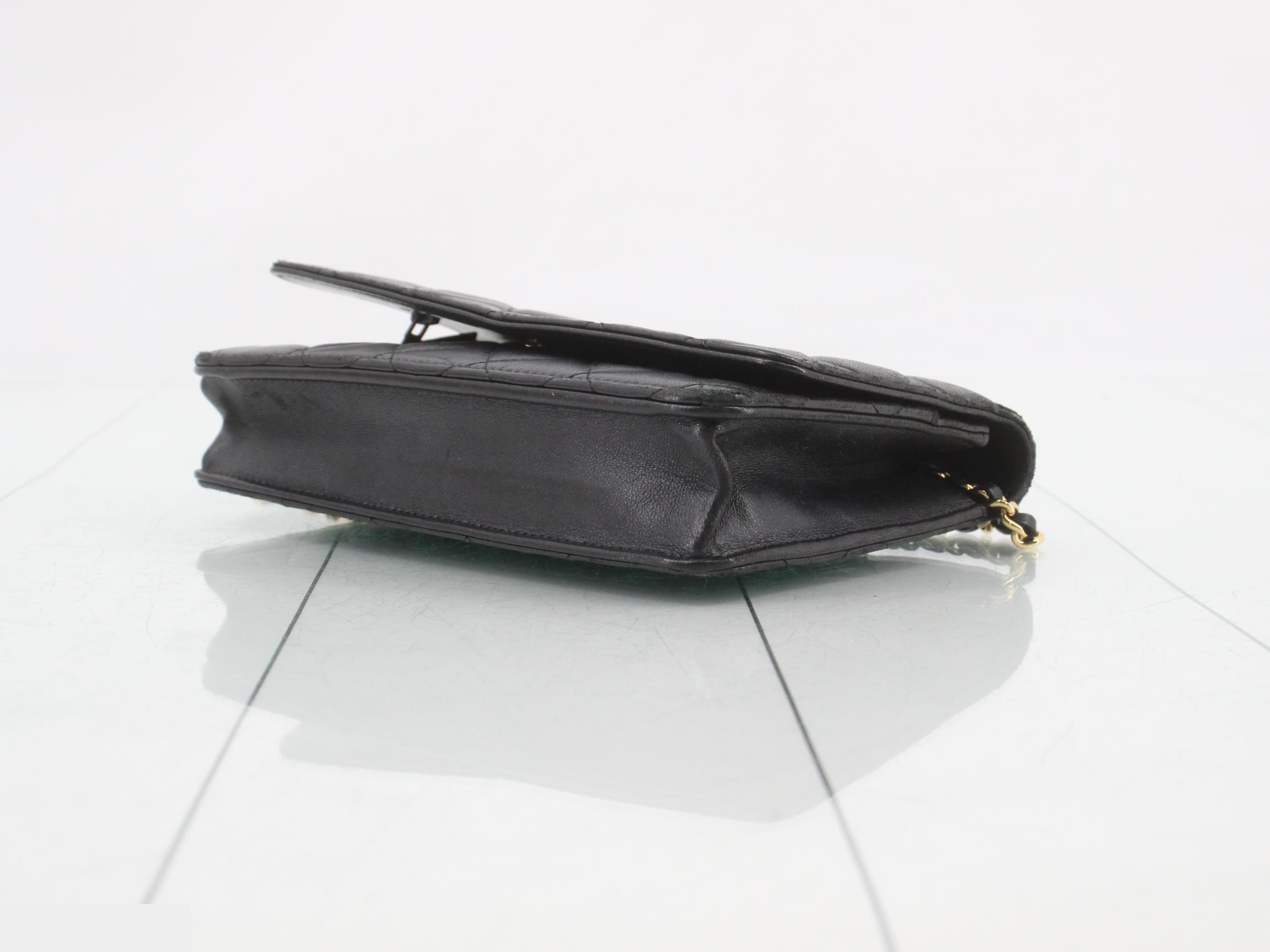 Matelassé Wallet Shoulder Bag, Black — view 6