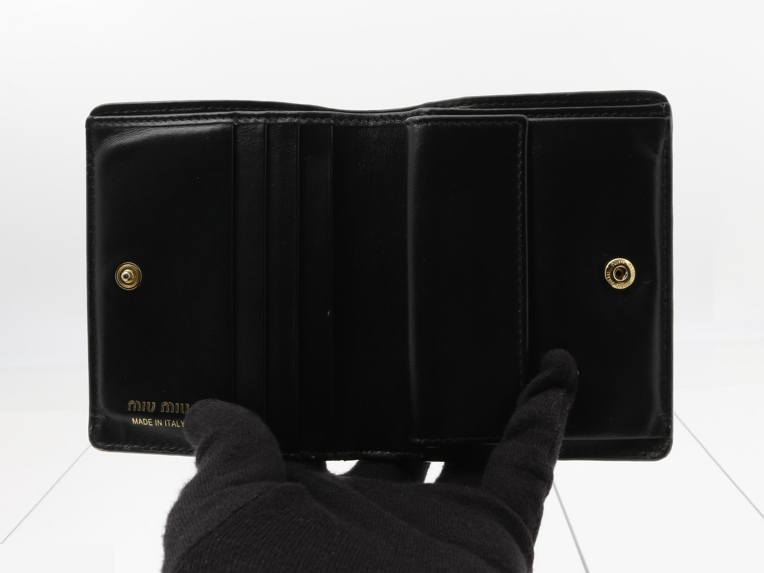 Bi-fold Mini Wallet, Embossed Leather, Black — view 4
