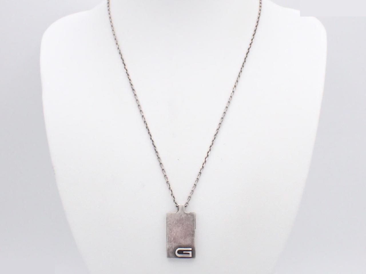 Necklace with G logo plate, 925 sterling silver, 21.2g, chain approximately 48cm — view 3