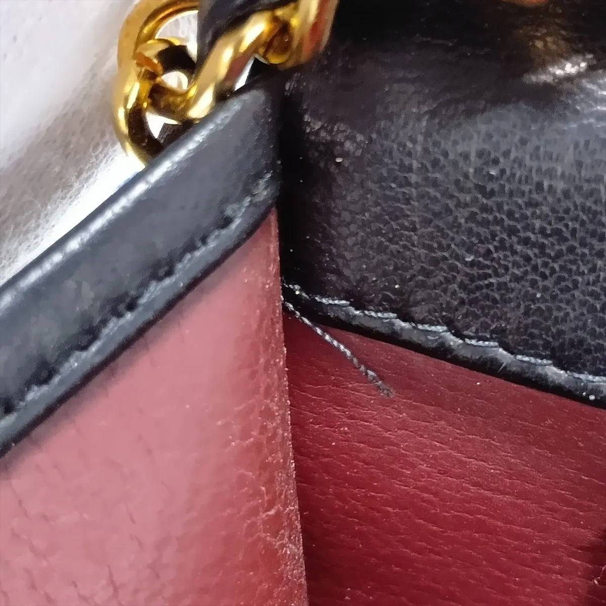 Matelassé Lambskin Chain Shoulder Bag, Black with Gold Hardware — view 11