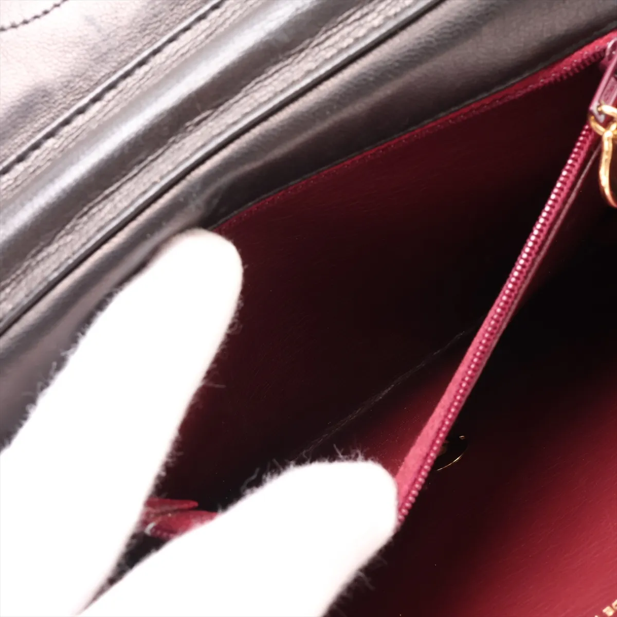 Matelassé Lambskin Chain Shoulder Bag, Black with Gold Hardware — view 7