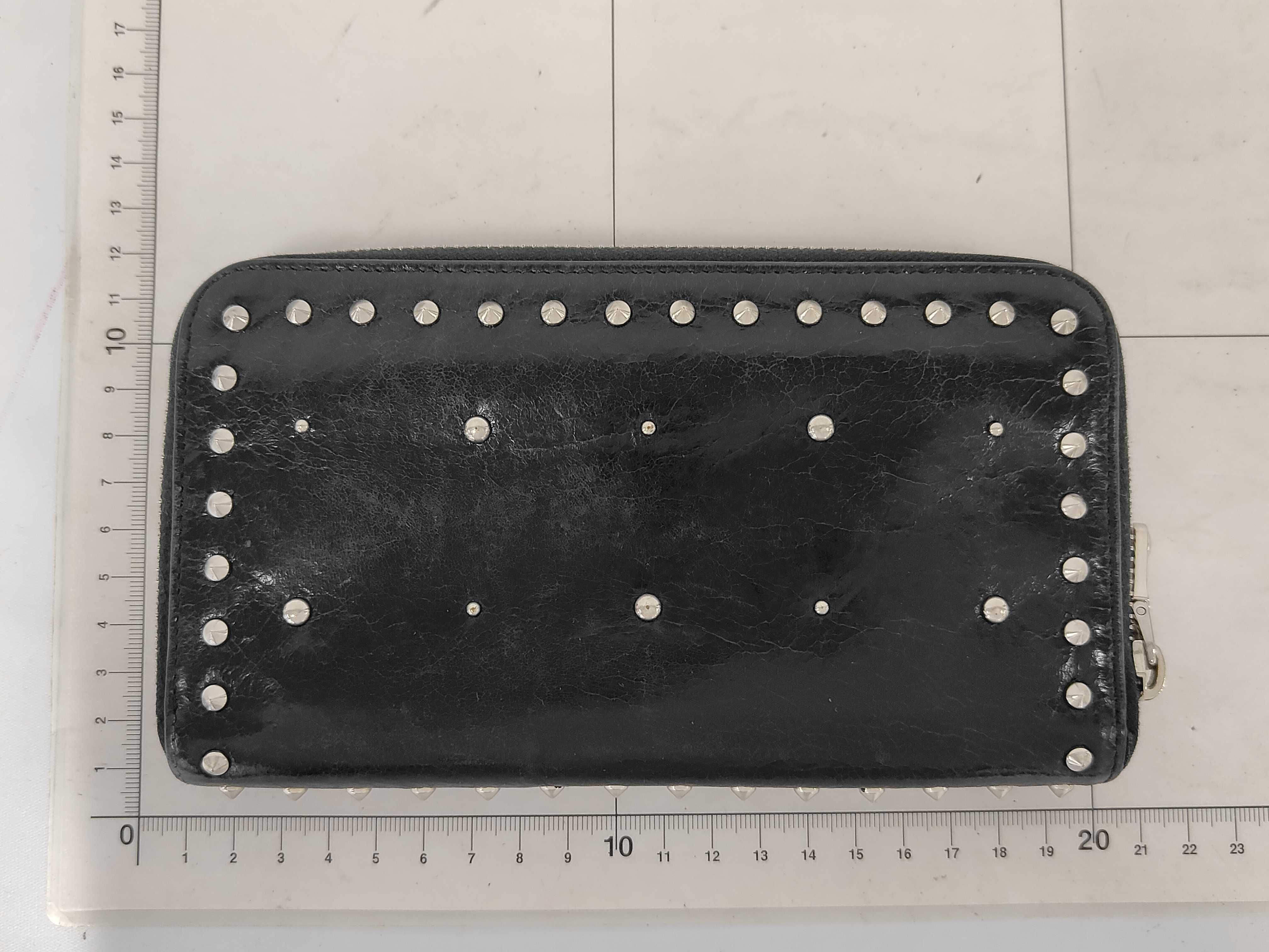 studded design long wallet, black leather wallet — view 2