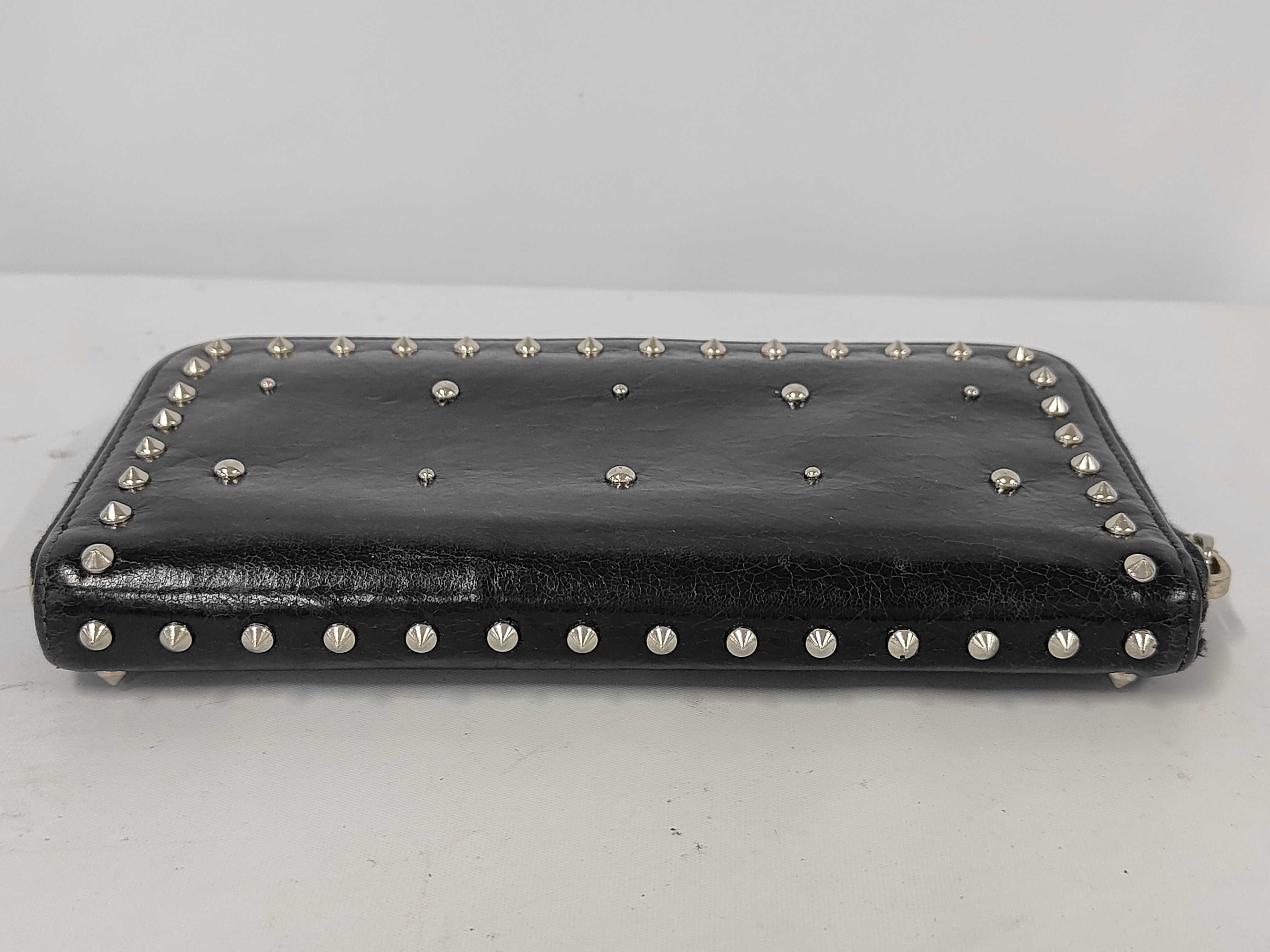 studded design long wallet, black leather wallet — view 4