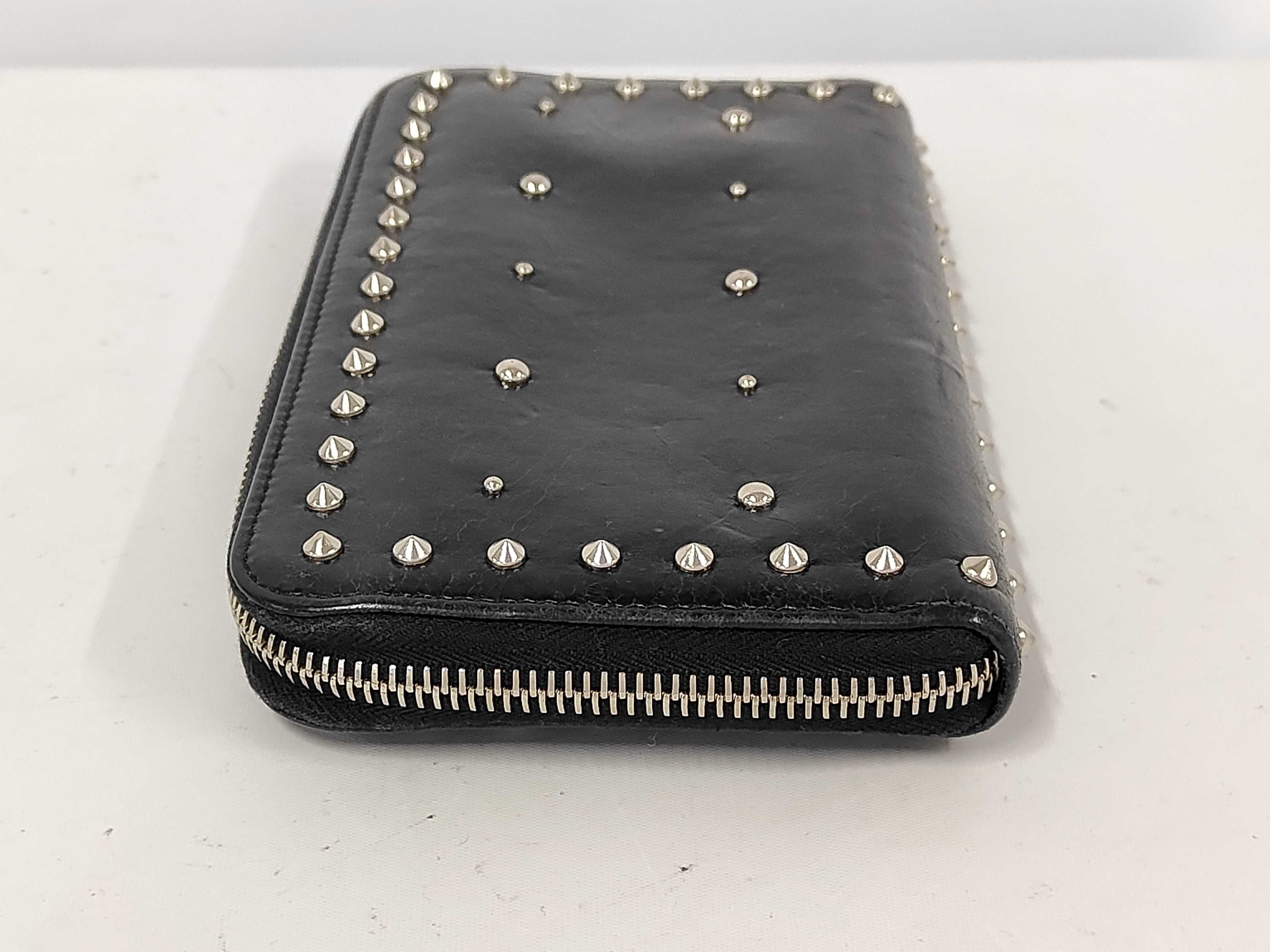 studded design long wallet, black leather wallet — view 5
