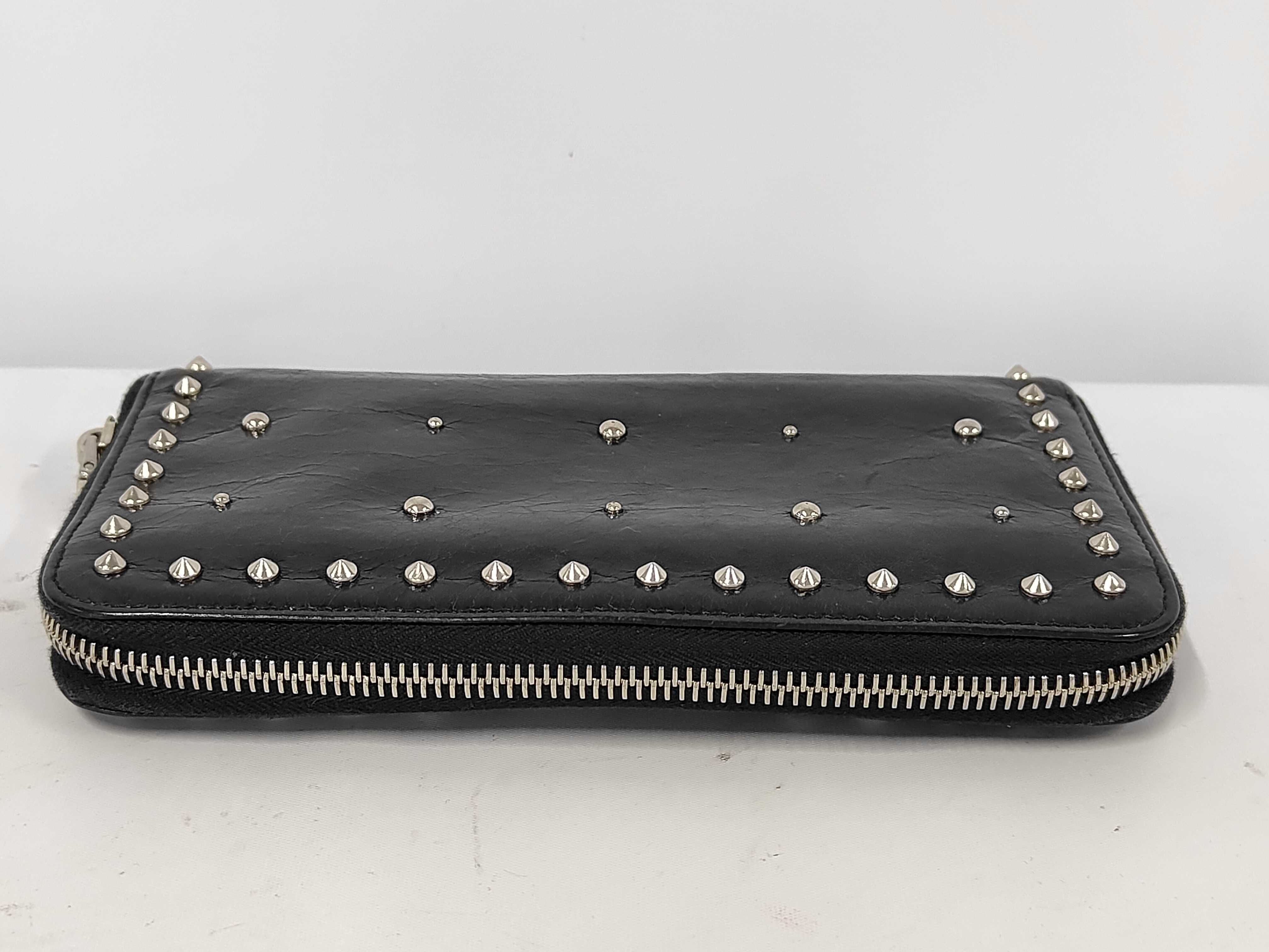 studded design long wallet, black leather wallet — view 6