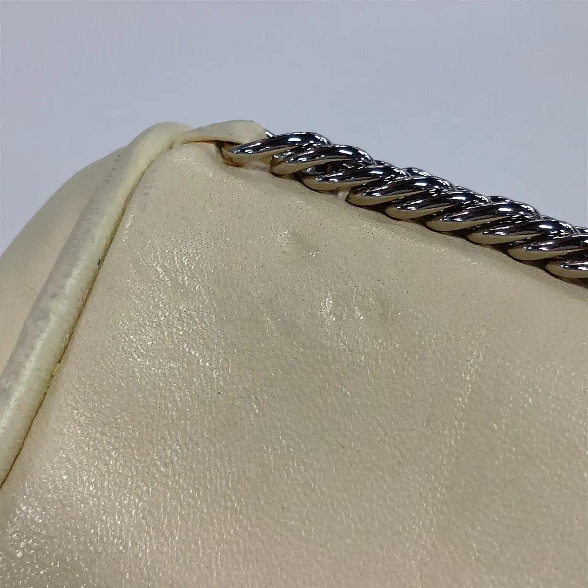 Matelassé Leather Chain Shoulder Bag, Yellow x Brown, Silver Hardware, Item Number 12066790, Series 12 — view 14