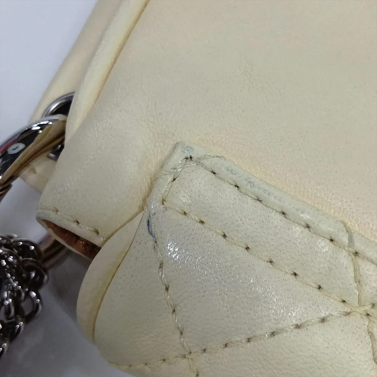 Matelassé Leather Chain Shoulder Bag, Yellow x Brown, Silver Hardware, Item Number 12066790, Series 12 — view 15