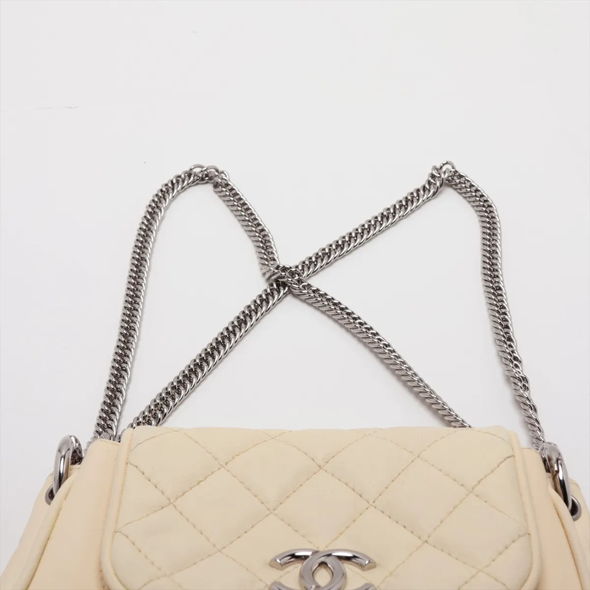 Matelassé Leather Chain Shoulder Bag, Yellow x Brown, Silver Hardware, Item Number 12066790, Series 12 — view 6
