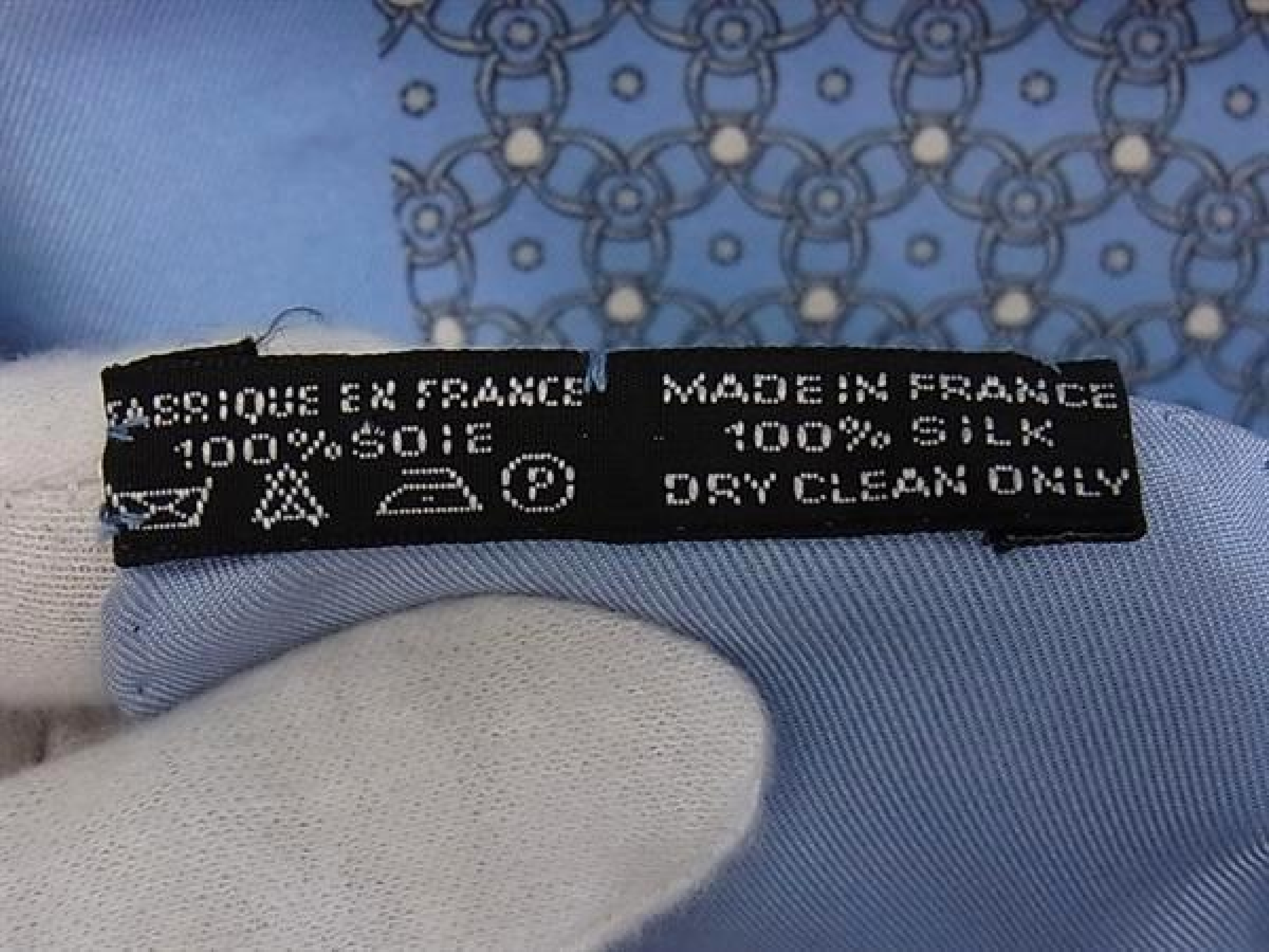 Carre 40 Petit Carre Gavroche 100% Silk All-over Pattern Scarf for Women and Men, Light Blue, HE2378, Other Accessories — view 5