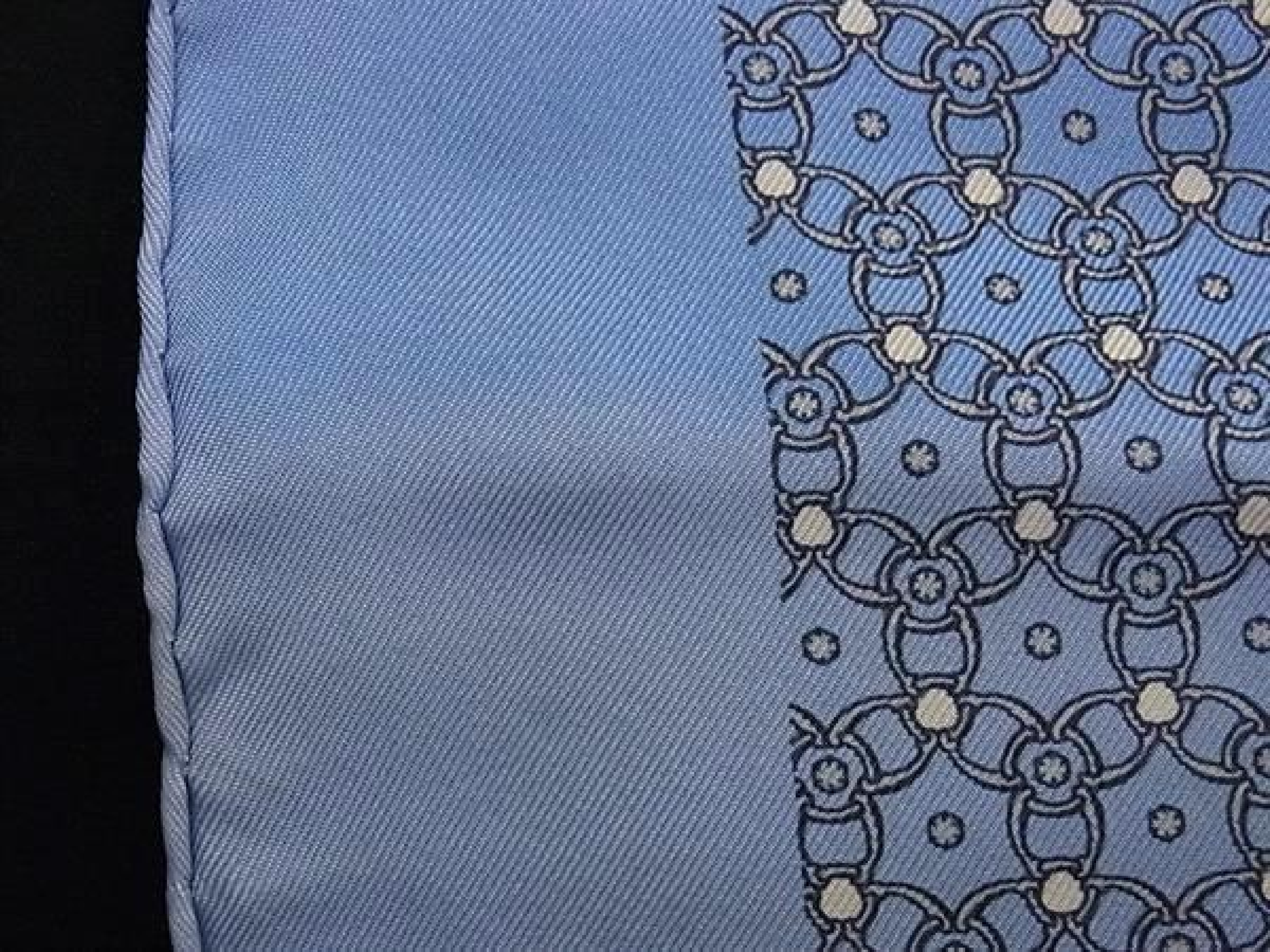 Carre 40 Petit Carre Gavroche 100% Silk All-over Pattern Scarf for Women and Men, Light Blue, HE2378, Other Accessories — view 6