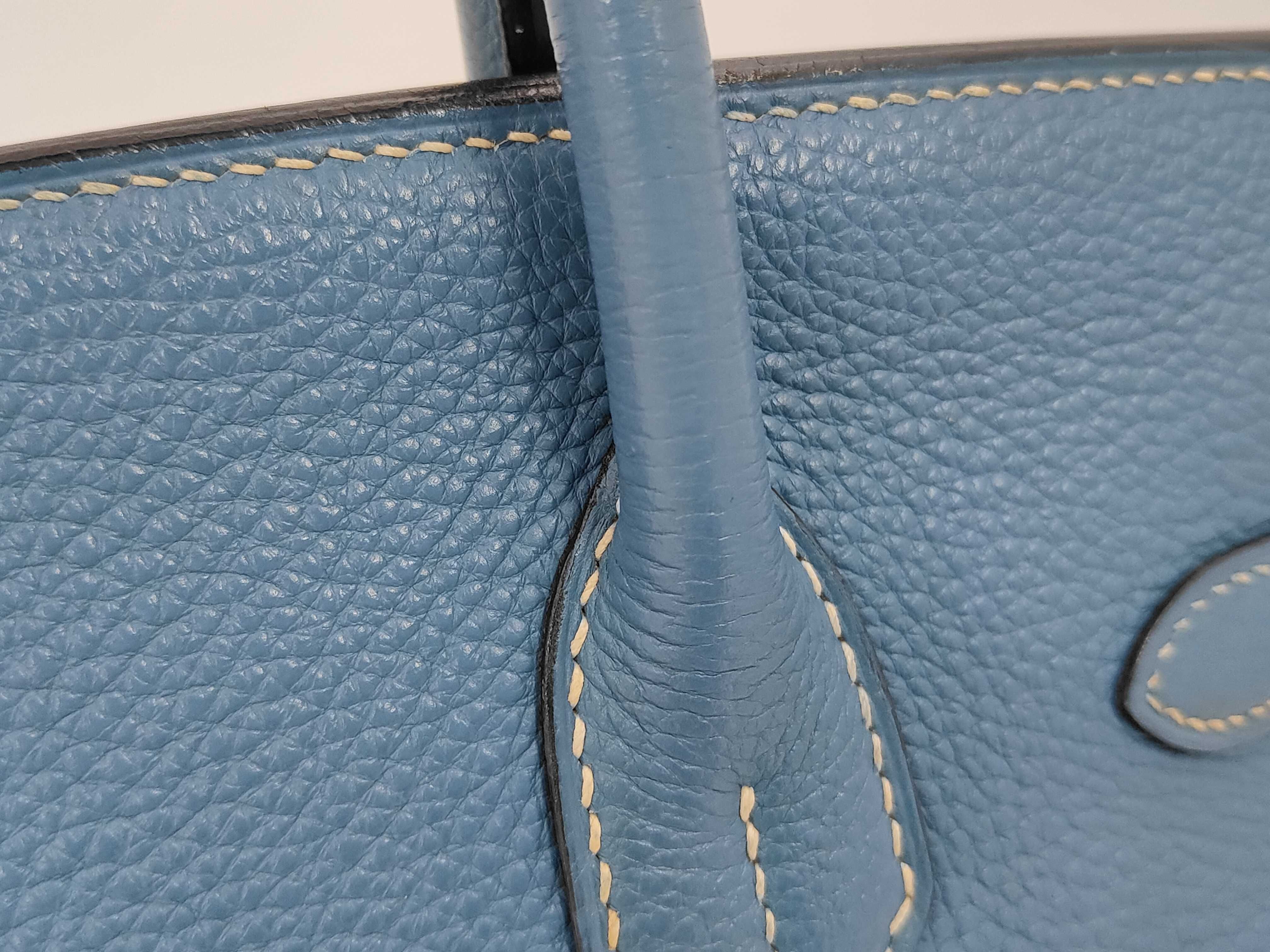Birkin 30 Togo Blue Jean H stamp handbag — view 3