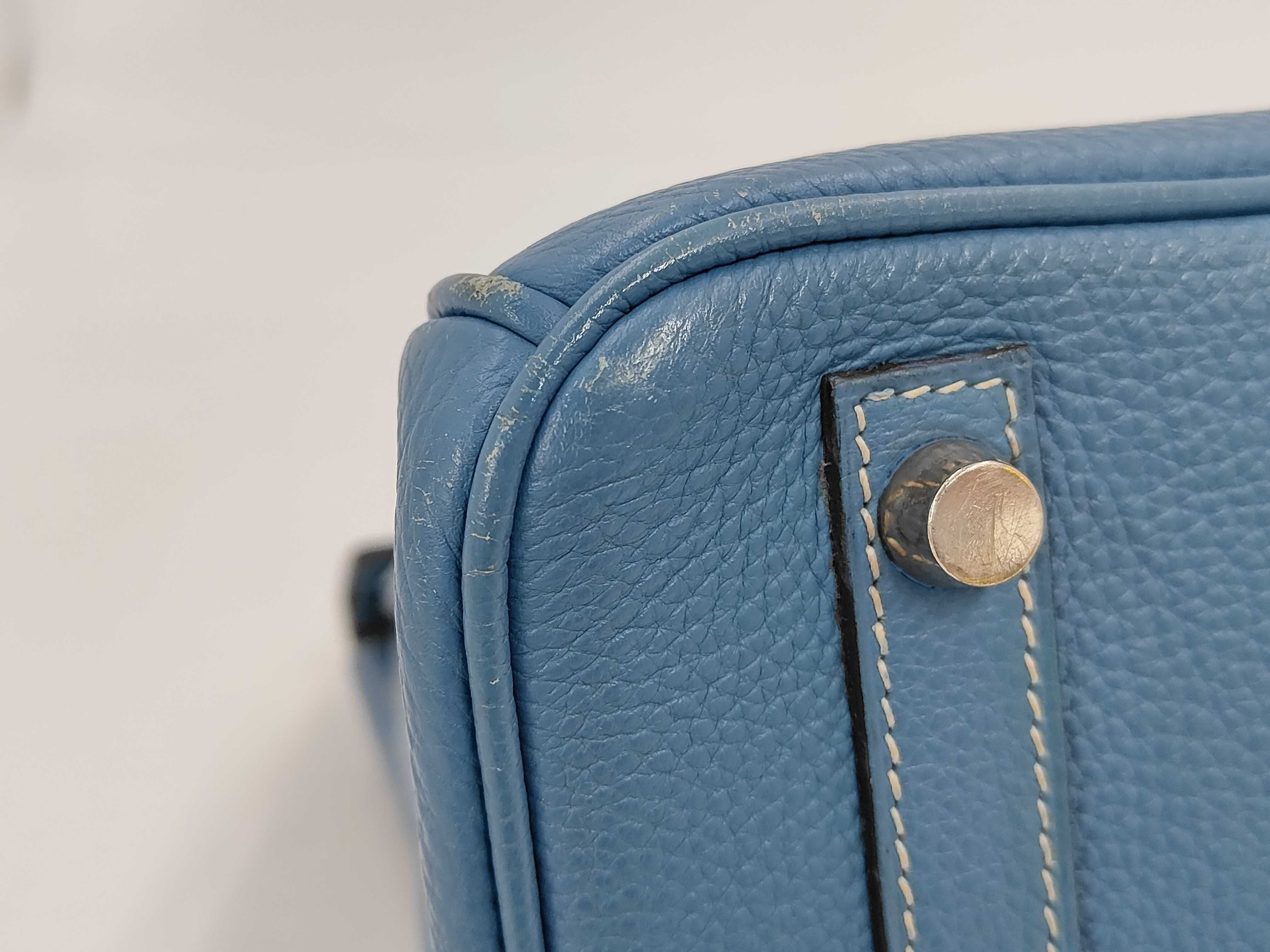 Birkin 30 Togo Blue Jean H stamp handbag — view 6