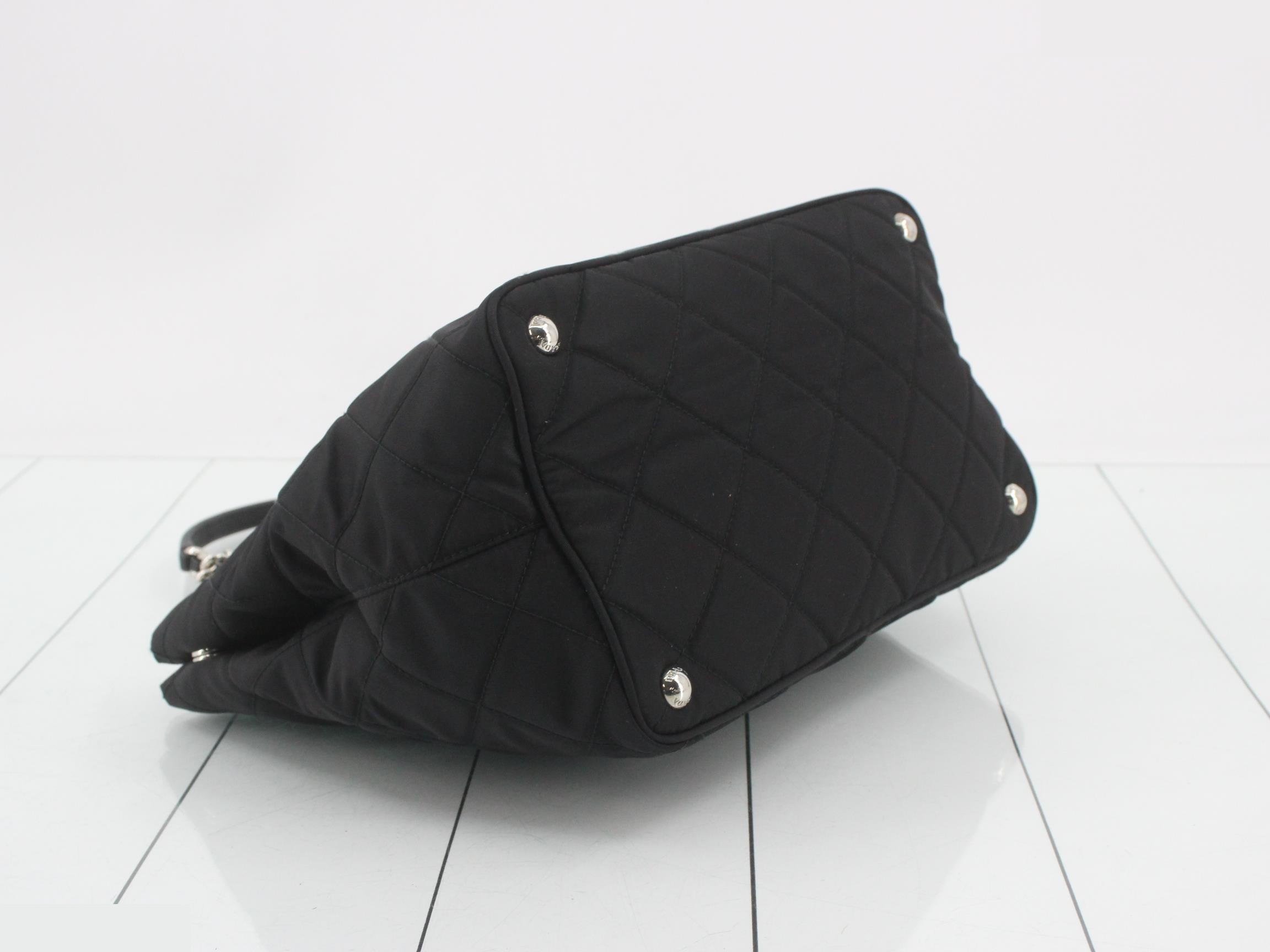 Chain shoulder bag, nylon, quilted, black. — view 5