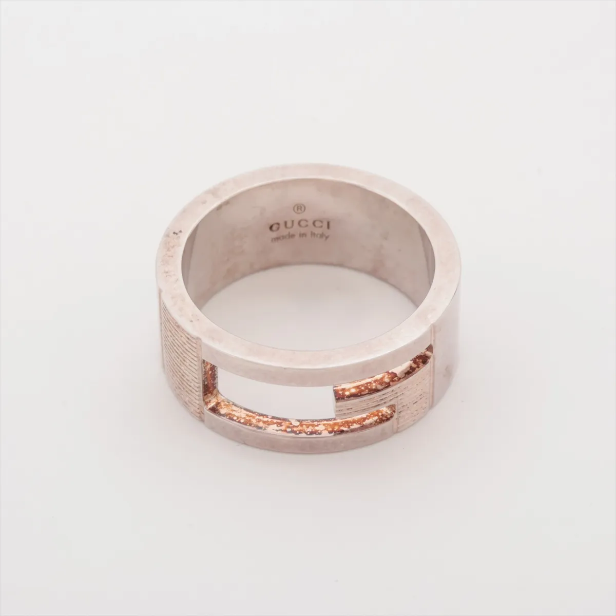 Branded G Ring, Size 13, 925 Sterling Silver, 7.6g, Shows signs of wear,
